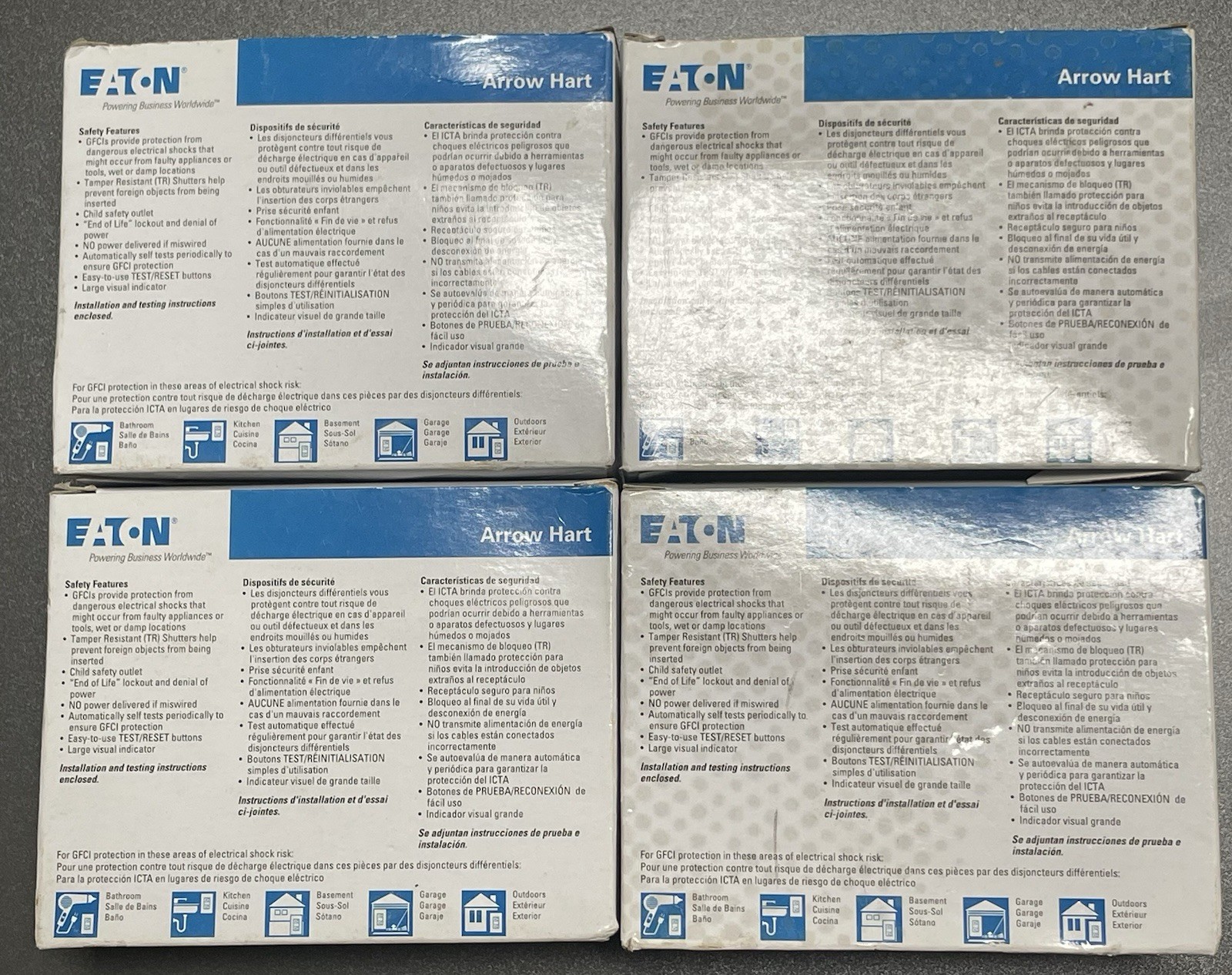 Eaton Arrow Hart GFCI Outlet Lot 12 Almond TR Self-Test 15A New
