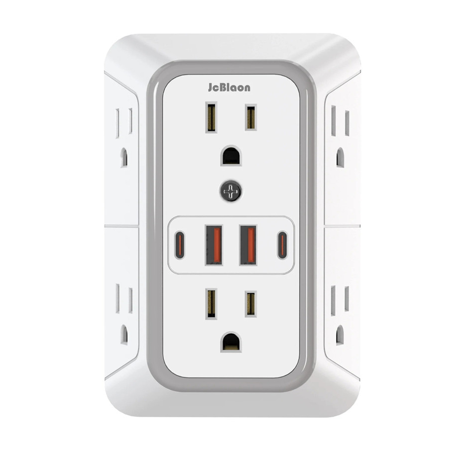 1pc Power Strip 6 AC Outlets 4 USB Ports 2 Type-C Fast Charger US – NEW