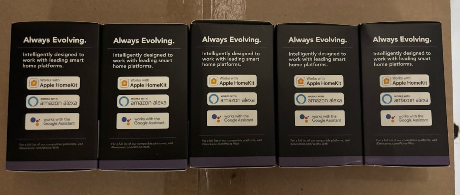 Lot of 5 New iDevices IDEV0009 120VAC Wi-Fi Enabled Smart Dimmer Switch White