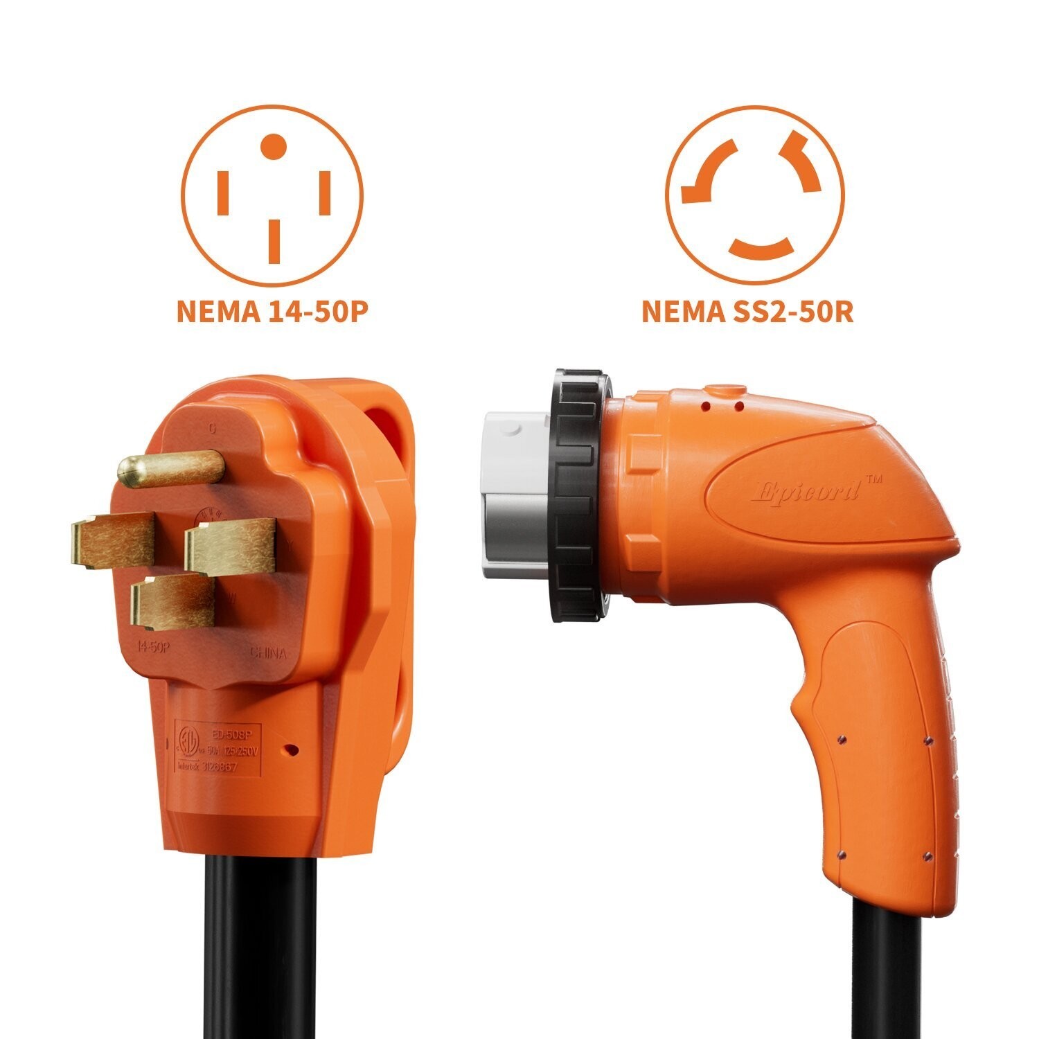 RV Extension Cord Power Cable 25/50 FT 50 AMP 90-Degree Twist Locking Cord