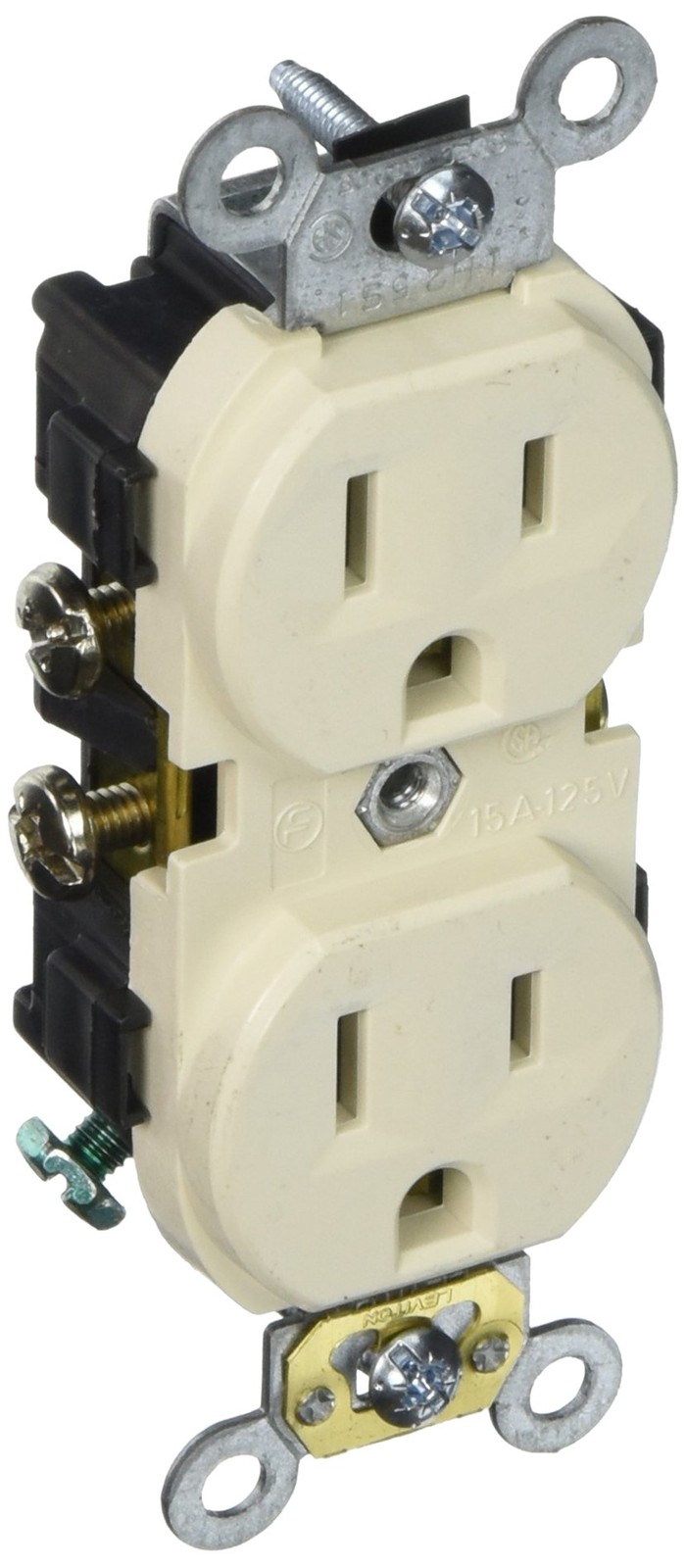 Leviton 15-Amp, 125-Volt, Narrow Body Duplex Receptacle, Light Almond