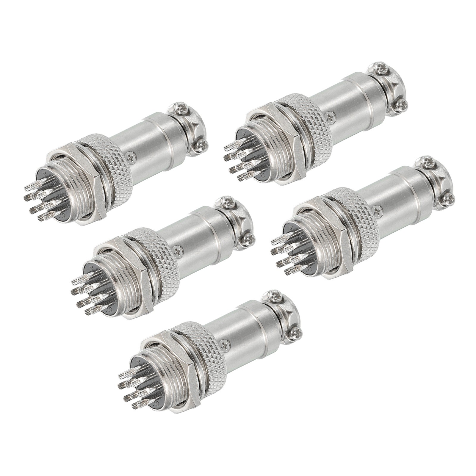 5Pcs 10 Pin Aviation Connector 250V 15A 16mm Metal Circular Connector Silver]