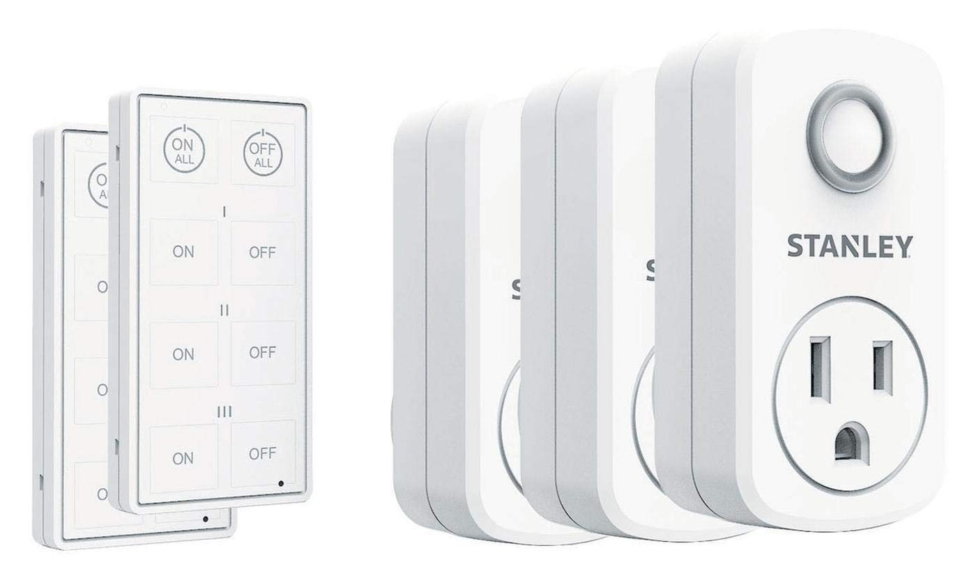STANLEY Wireless Remote Control Outlet Plugs with 2 remotes and 3 sockets Indoor