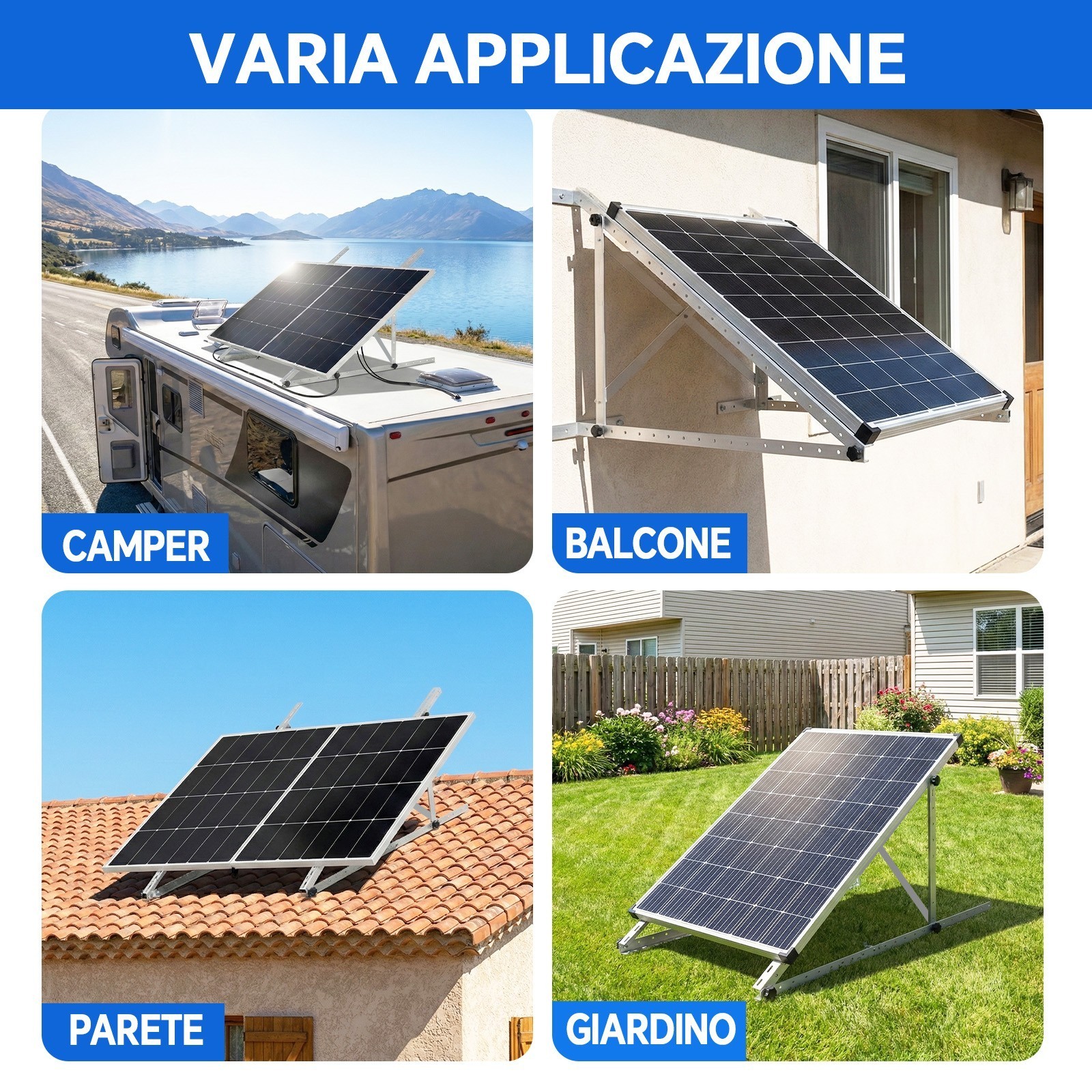 Solar Panel RV Tilt Mount Brackets Rooftop Flat Surface Adjustable Frame