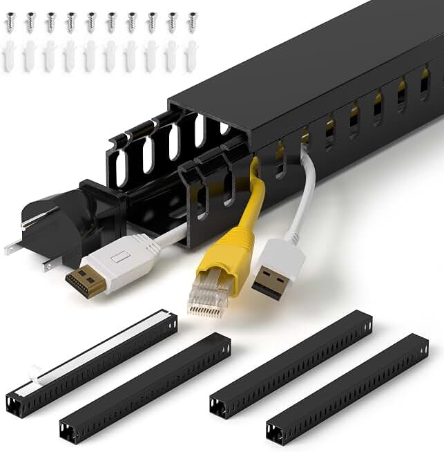 1.4"H x 1.6"W Cable Raceway, 66in Under Desk Wire Management Channel