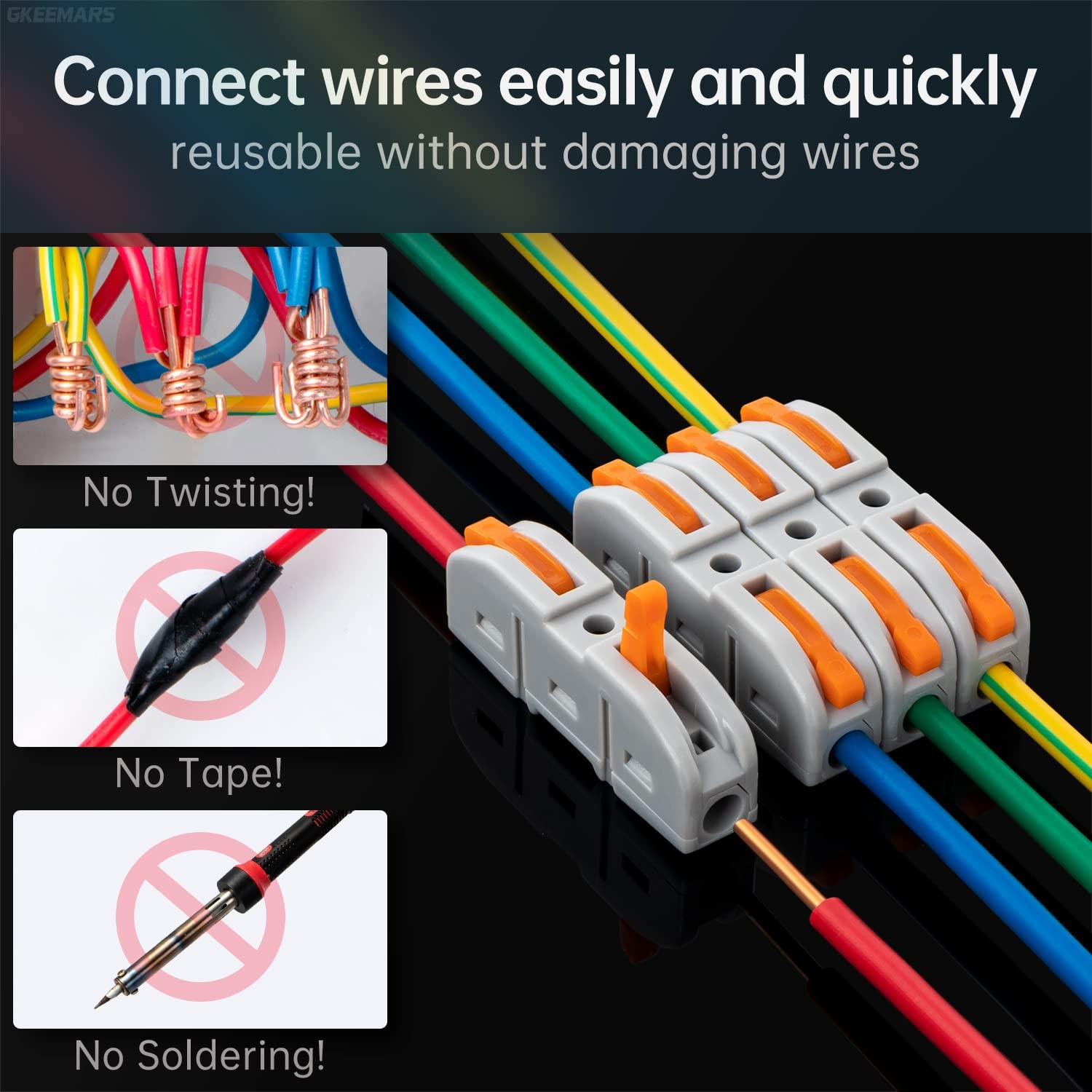 GKEEMARS 50 Pcs Wire Connector, 1 Conductor Compact Splicing Orange