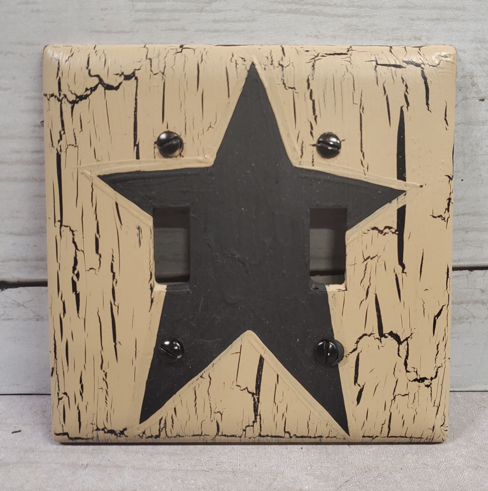 Crackle Painted Coffee Brown with Cream Star Wall Plates, Switch, GFI, Outlet