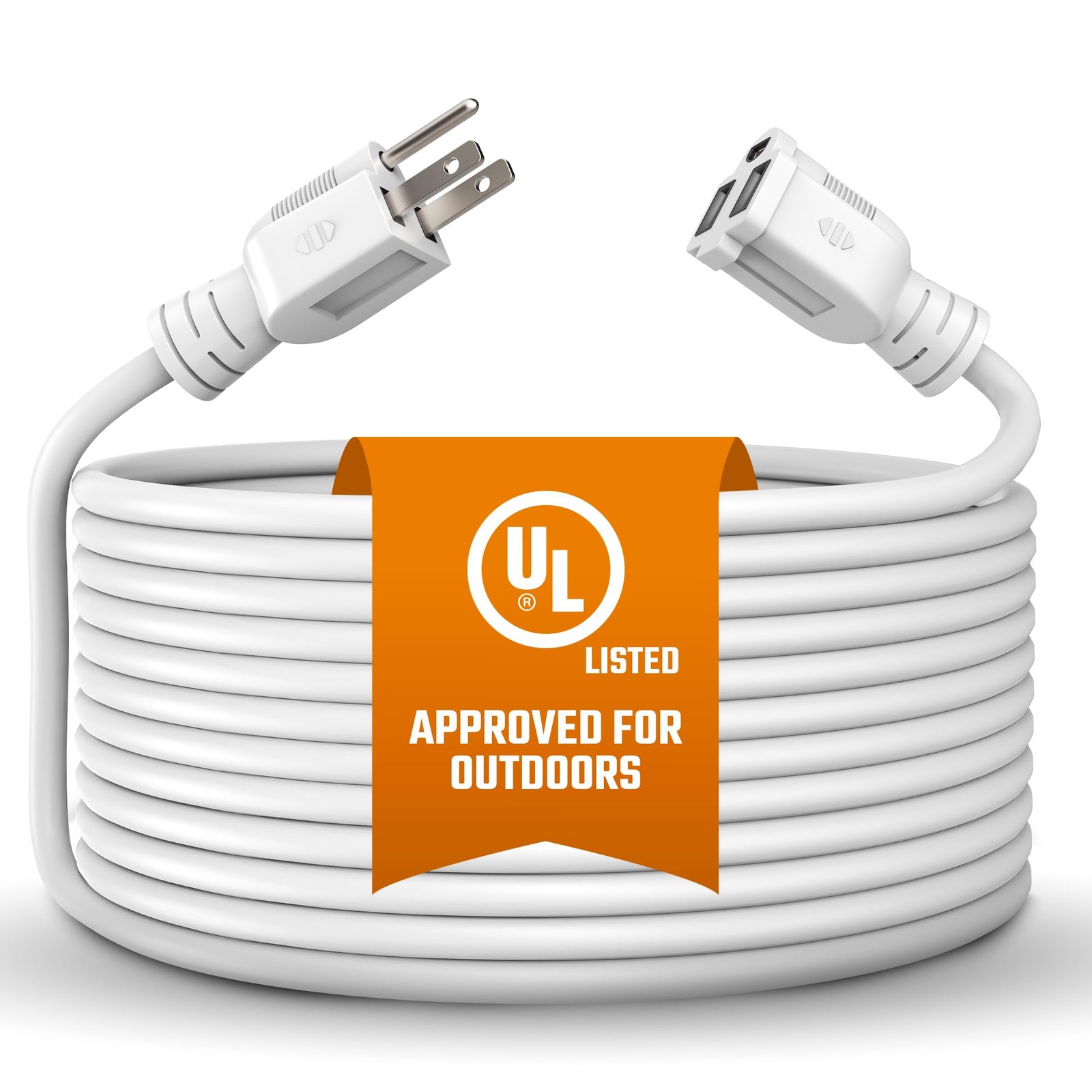 Outdoor Extension Cord Waterproof 10 Ft, White, Indoor, Outdoor Power Cord, Heav