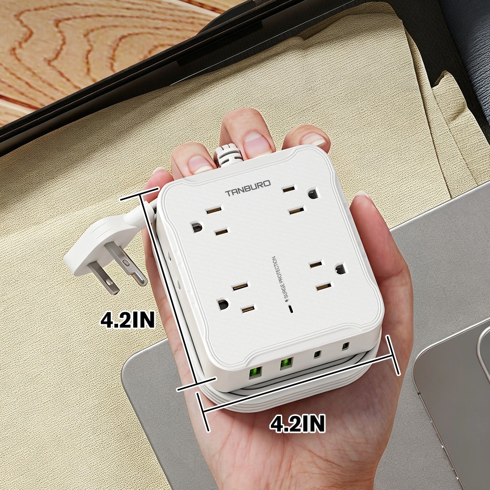 Power Strip with Multi Outlet USB C Charger 6.5 FT Extension Cord Flat Plug