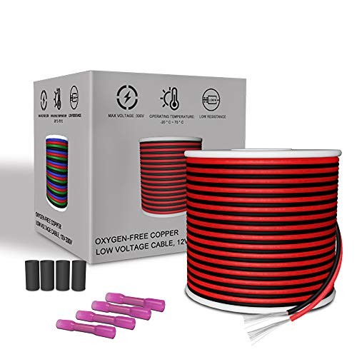20 Gauge Electrical Wire, 2Pin 100ft Extension Cable 20AWG Hookup Electric