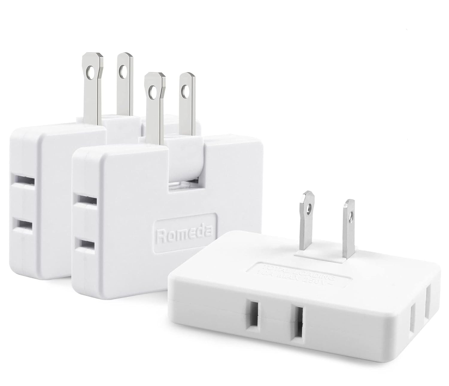 3 Pack AC Flat Wall Outlet Extender Flat Plug Adapter Outlet, Fold-Able 3 Way Wa