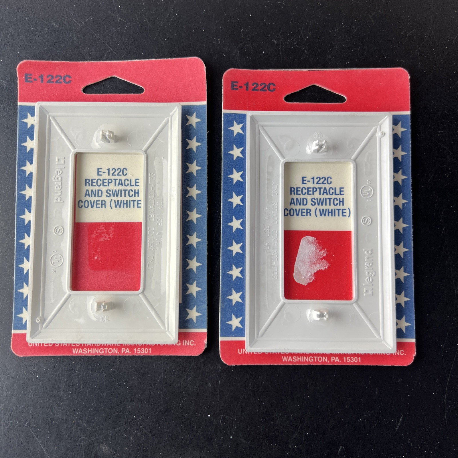 2X United States Hardware E-122C Snap On Wallplate White Receptacle Switch Cover