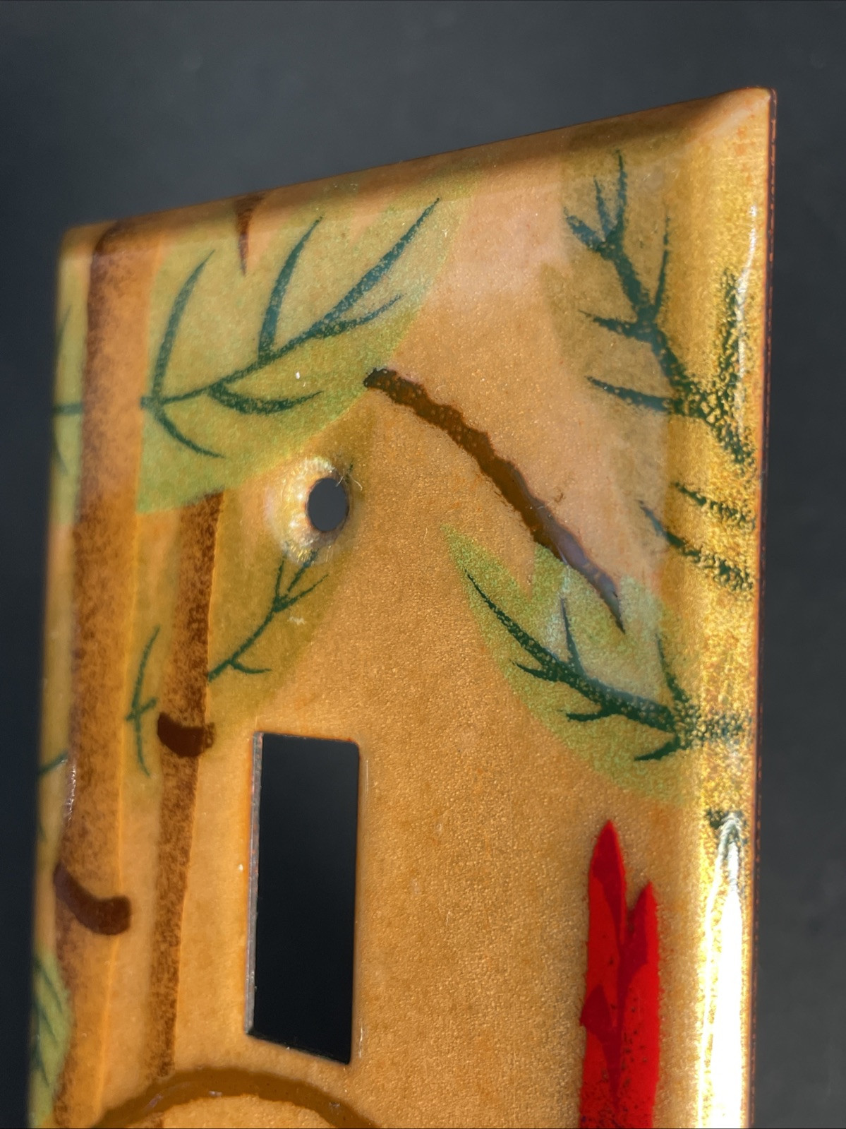 Parrot Bird Tropical Light Switch Plate Cover Limoges Limiteds Hand Painted CA