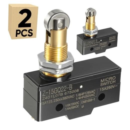 2-Pack Micro Limit Switch with Roller Plunger 15A 2 Count (Pack of 1) LXW5-11Q1
