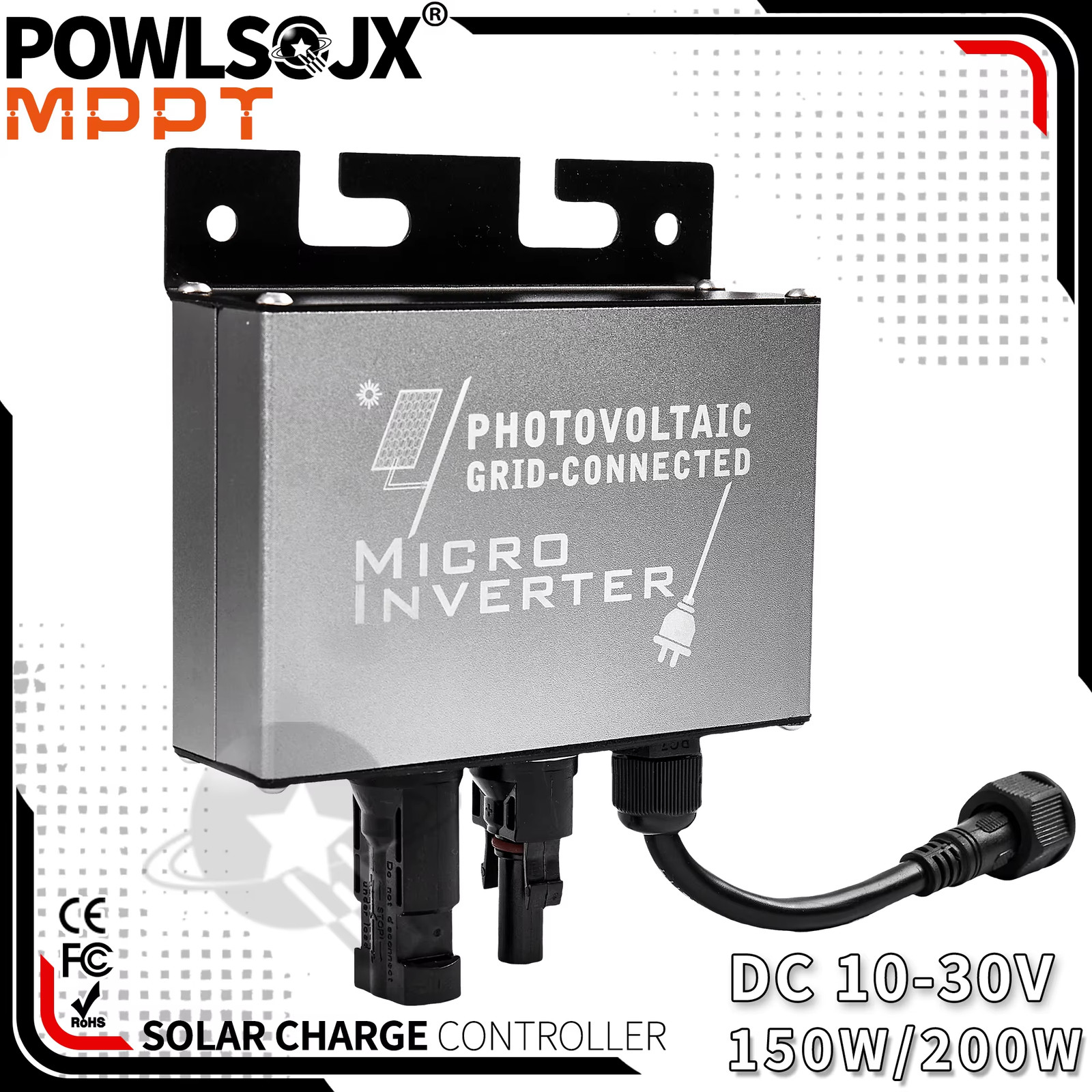 Mini Solar Micro Grid-Tie Inverter DC 10-30V Input 180V-265VAC Output 150W/200W