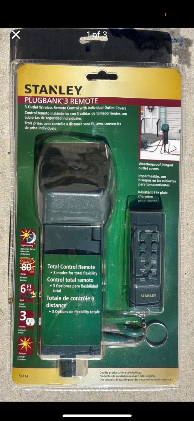 Stanley Plugbank 3 Total Control GS306-3 Outlet Weatherproof Remote Control