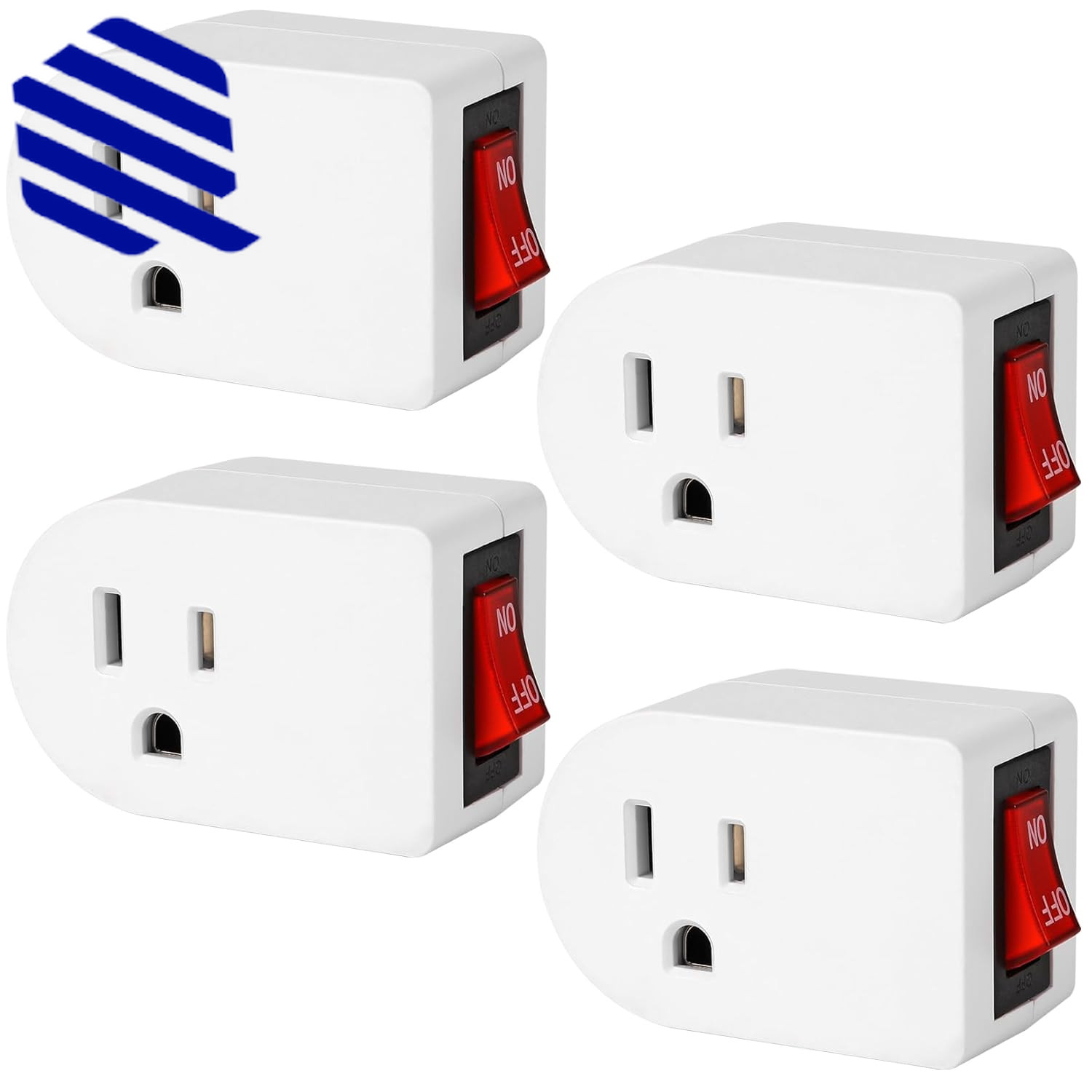 Grounded Outlet with on off Switch Single Power Adapter Outlet 15A 187.. 4 Pack