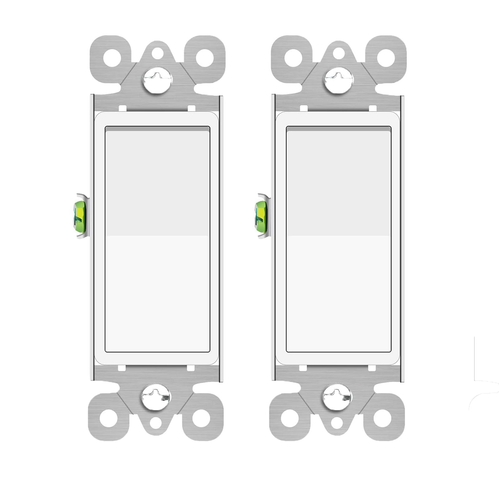 Single Pole Light Switch, 15A Rocker, White, UL/CUL Certified, 2 Pack