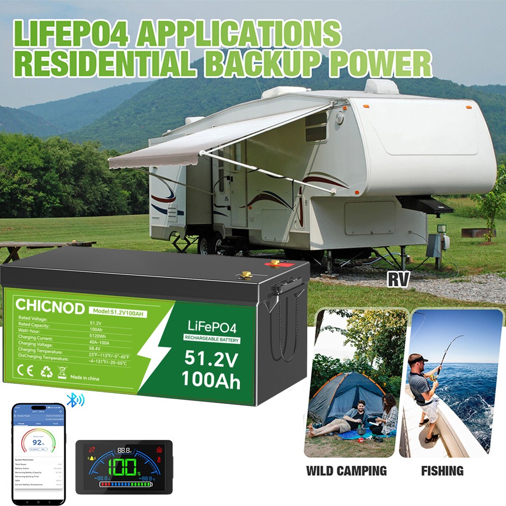48V 50Ah/100Ah LiFePO4 Lithium Battery Built-in BMS Deep Cycle For RV Golf Cart