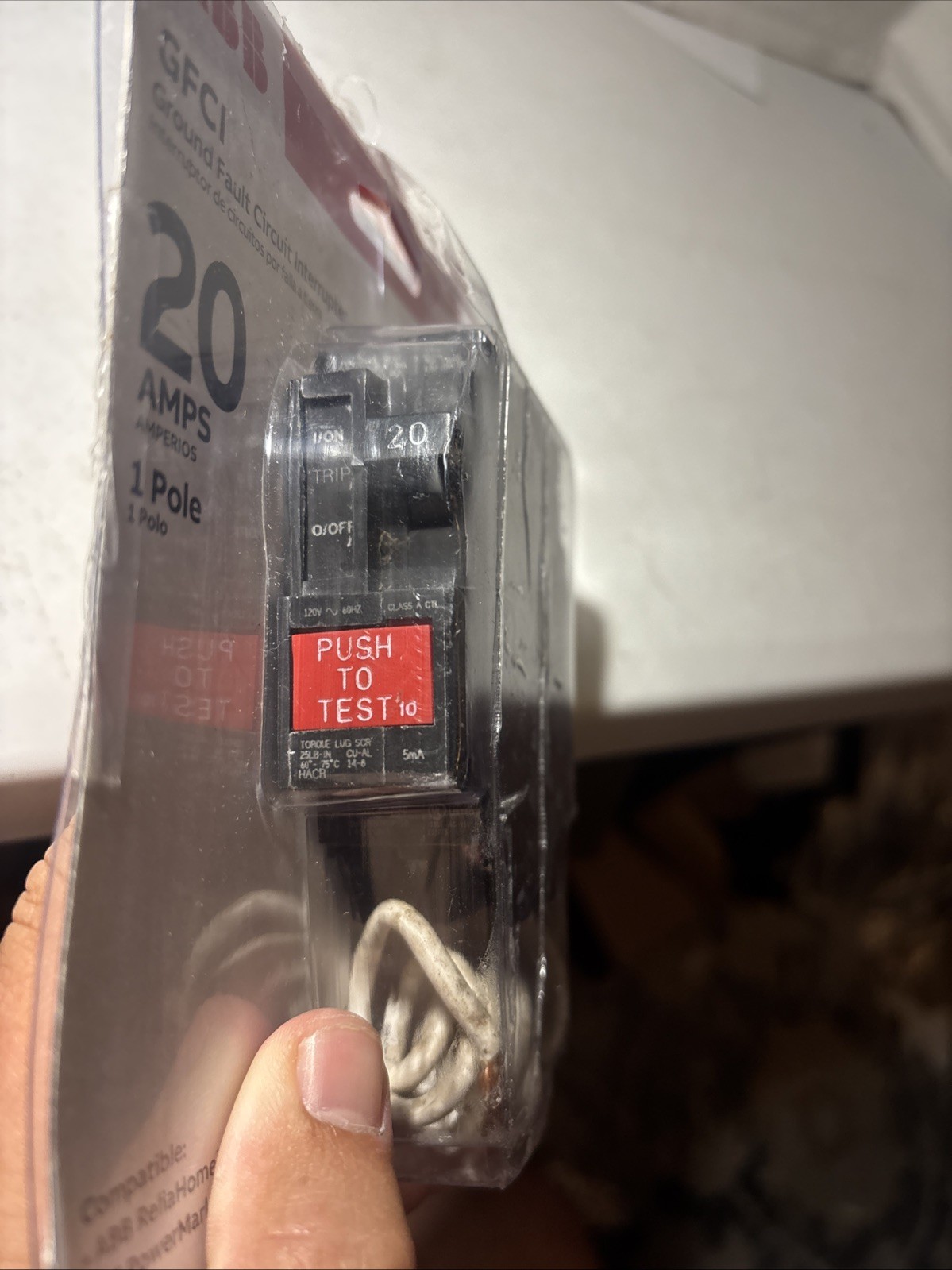 ABB 20 Amp 1-Pole Ground Fault Breaker with Self-Test (THQL1120GFTA)