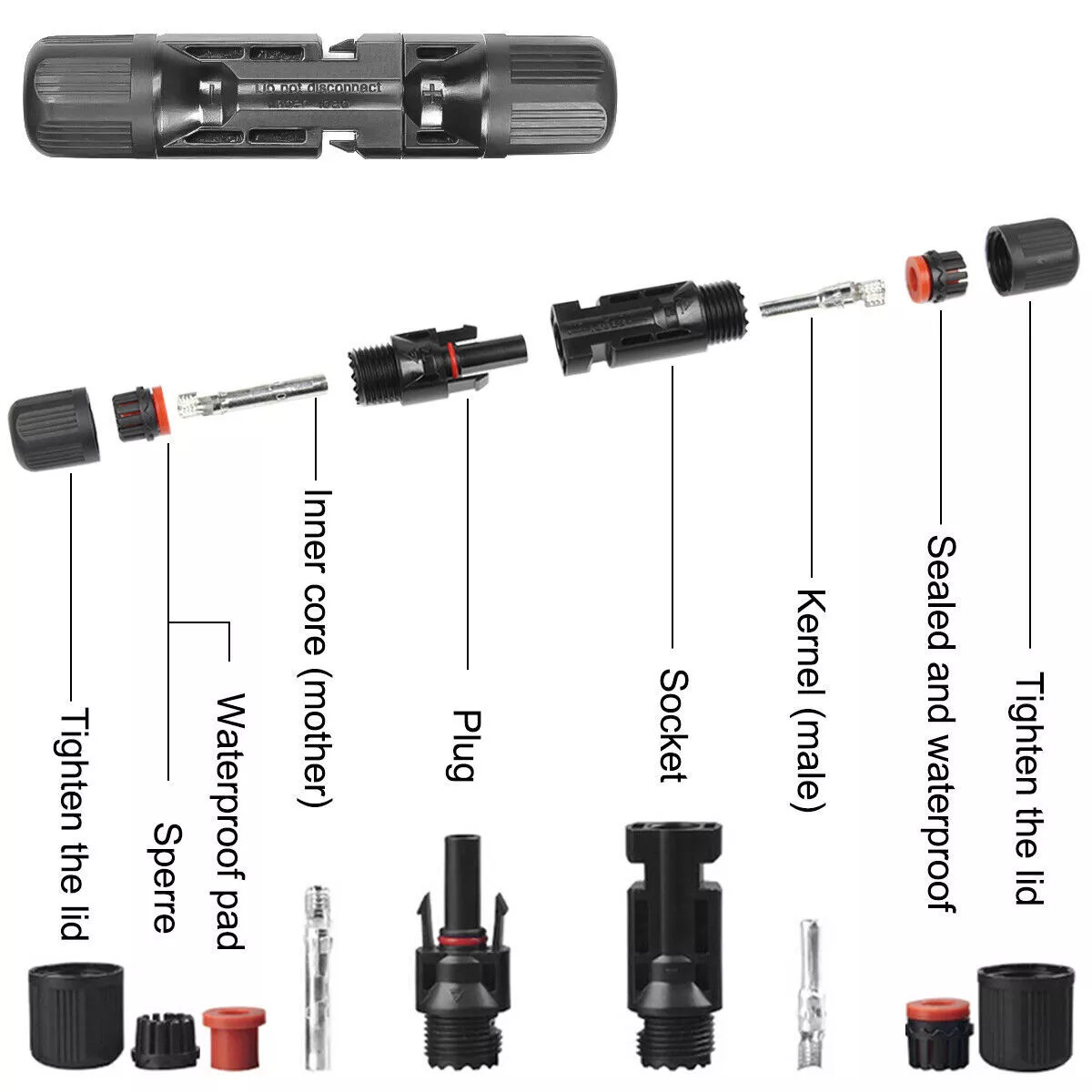 10/20/50/100/400 Pairs Male Female Solar Cable Connectors For DIY Solar Panel US