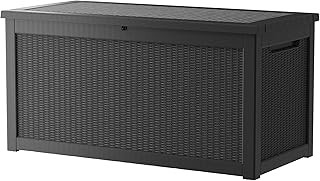 TARKARI 320 Gallon Lockable Resin Deck Box, Waterproof & UV-Resistant Outdoor St
