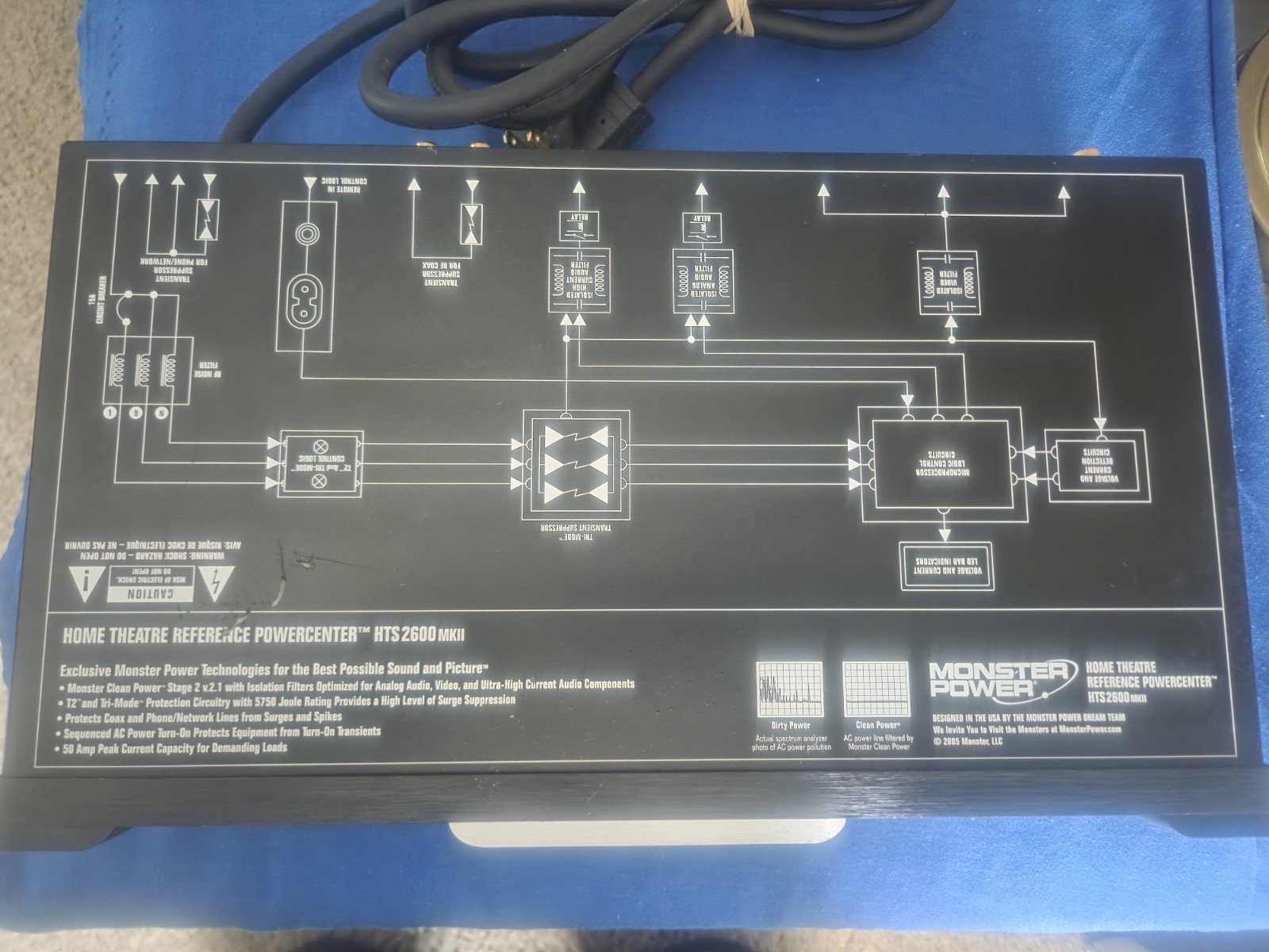 Monster Power HTS 2600 MKII Surge Protector Black/Silver – Nice Condition