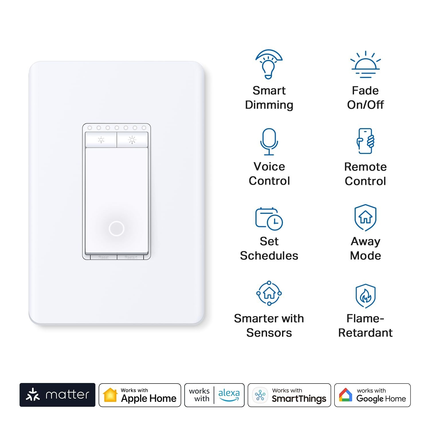 Smart Dimmer Switch – Voice Control for Siri, Alexa & Google Assistant, UL Certi
