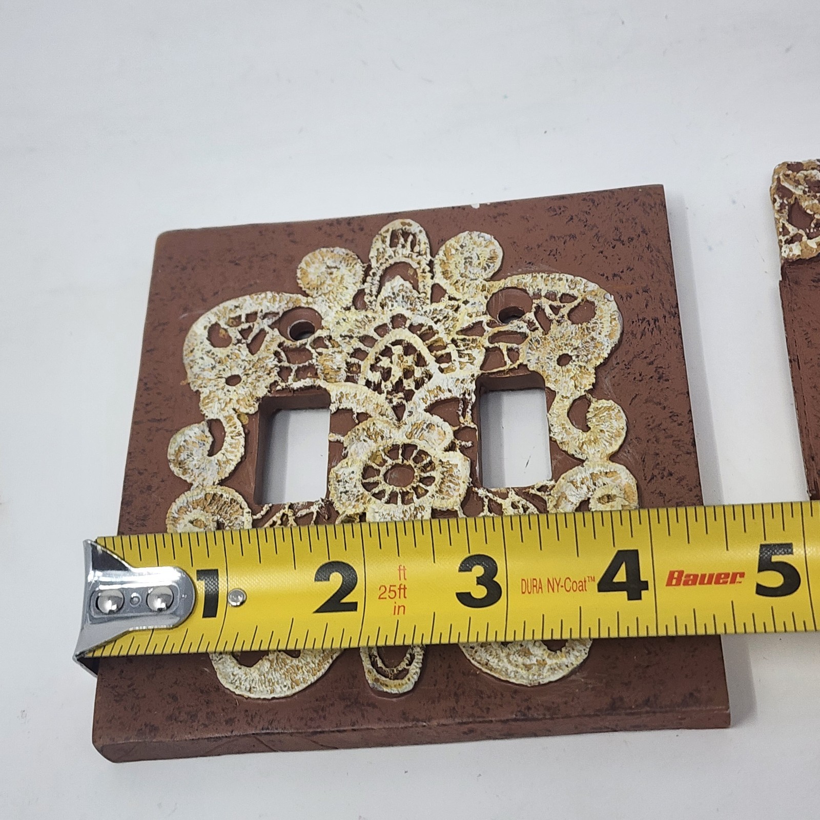 Doily-appliqué Victorian Style Light Switch Plate Cover Set Double, Single 2 pc.