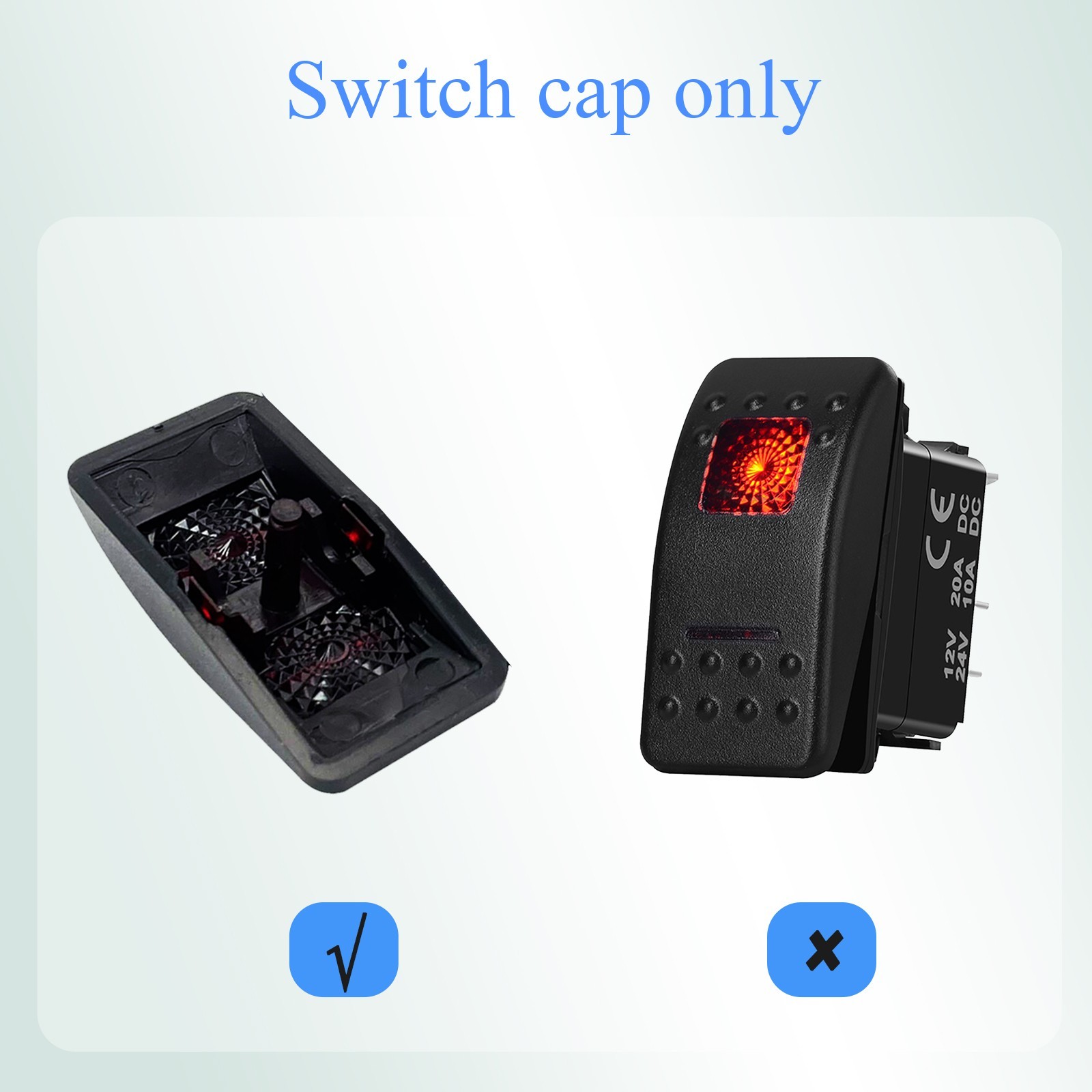 1PC Red Rocker Switch Cover For Car Marine Boat Truck Switch Cap Replacement