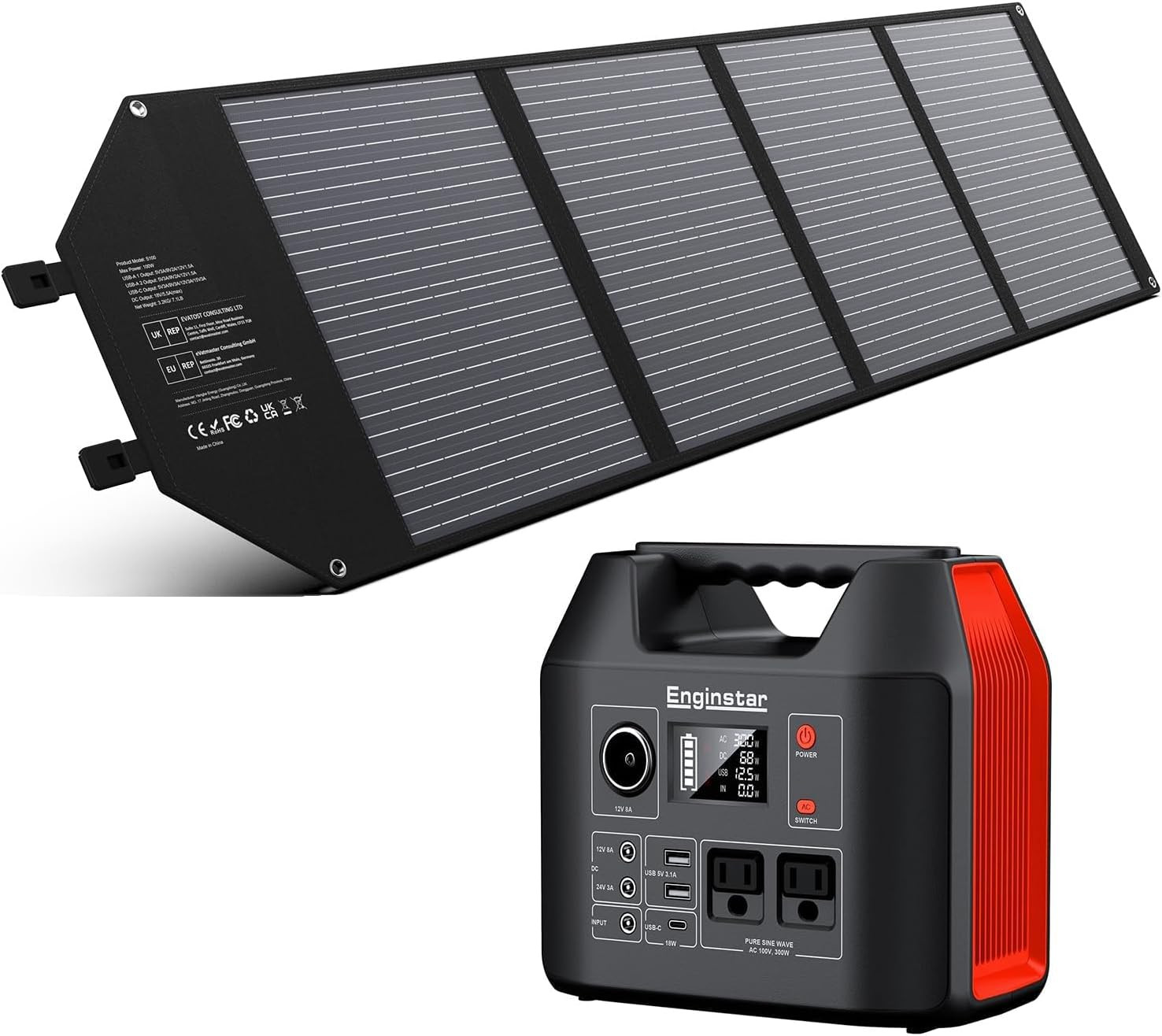 Portable Power Station, 300W 296Wh Battery Bank with 110V Pure Sine Wave AC Outl