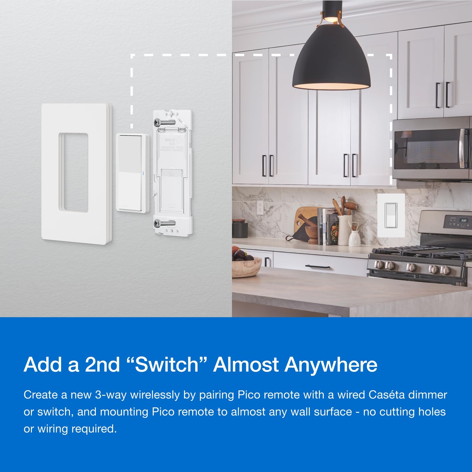 Lutron Claro Smart Switch 3-Way Kit for Caseta Smart Lighting, Includes Wall …