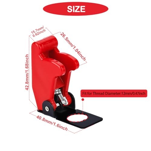 10Pcs 12mm/0.47inch Mounting Hole Safety Flip Covers Dustproof Waterproof Red