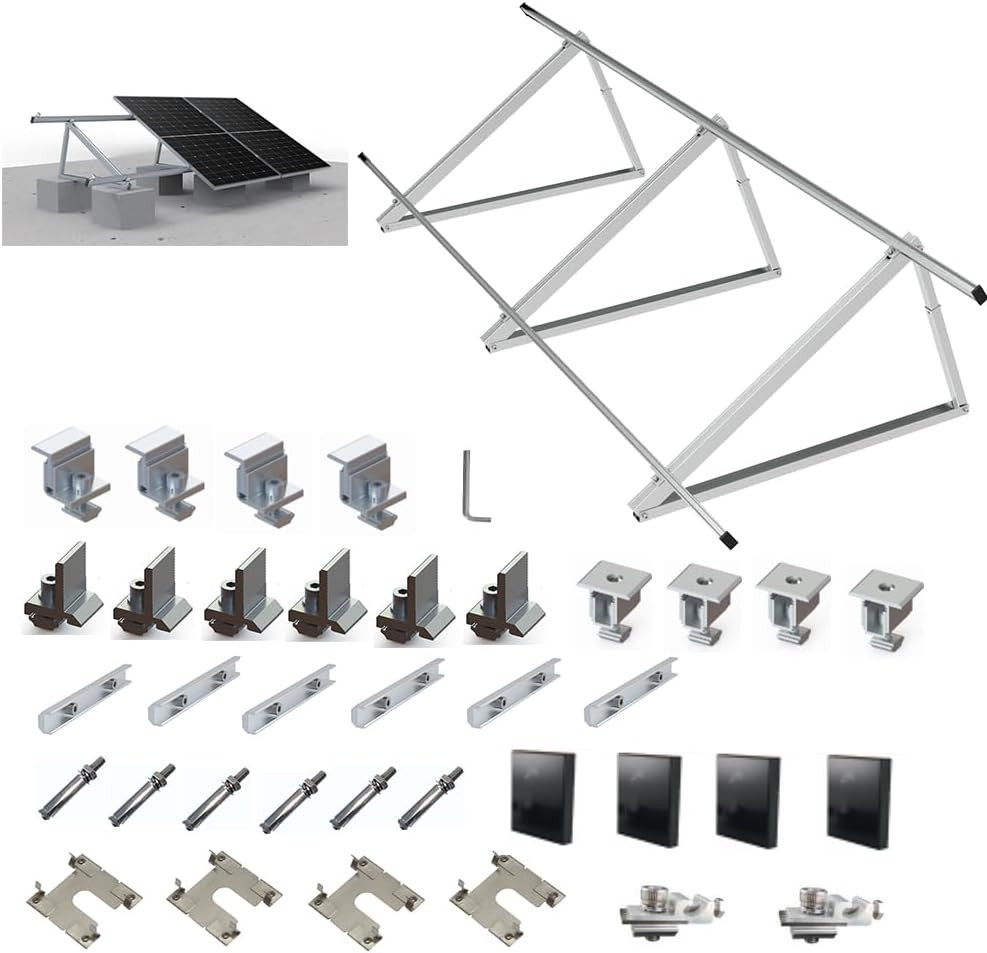 Solar Panel Mounting Brackets Kit System Adjustable 30º~45º Aluminum Alloy Tilt