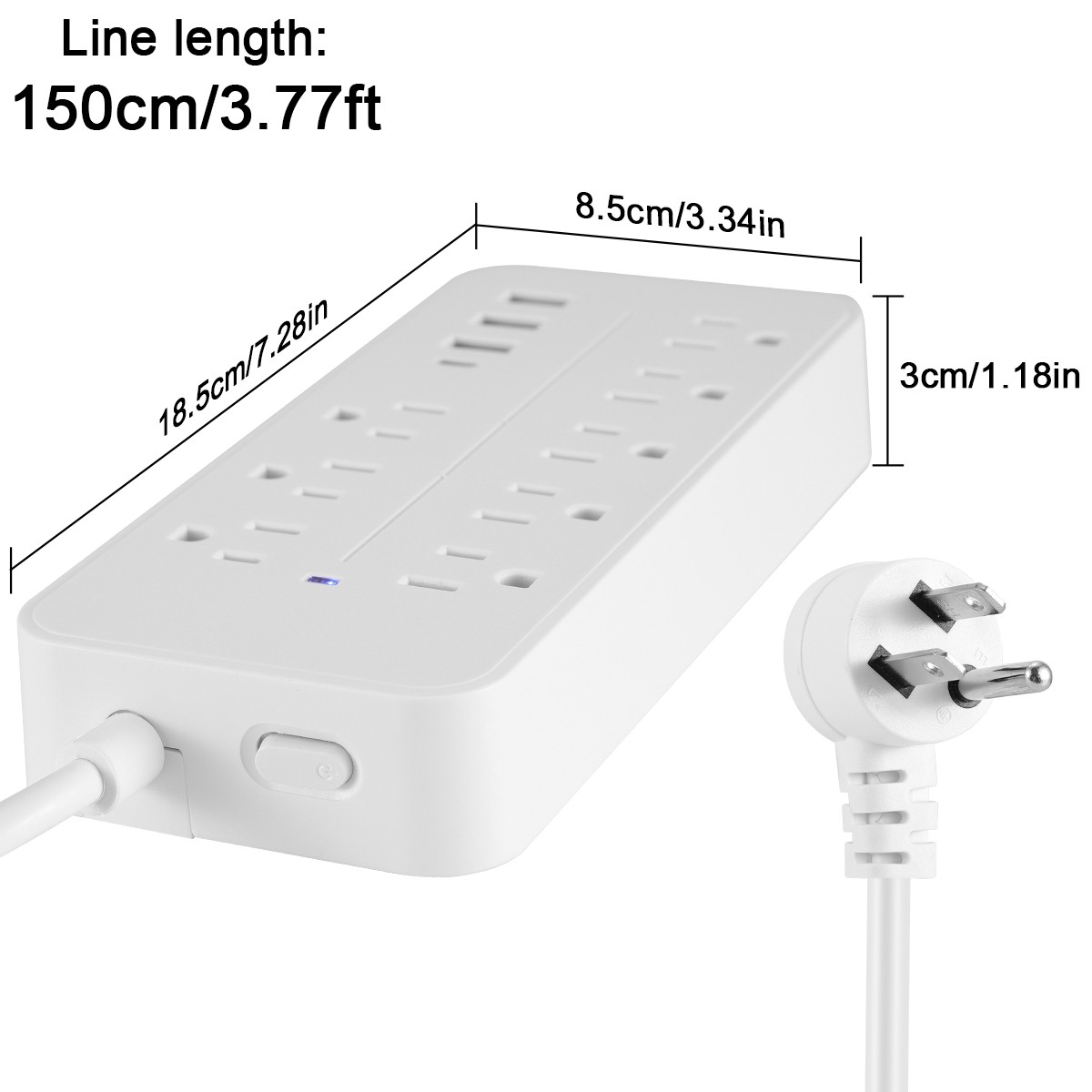 Lot Wall Mountable USB Surge Protector Power Strip with USB Ports 8 Outlet Plugs