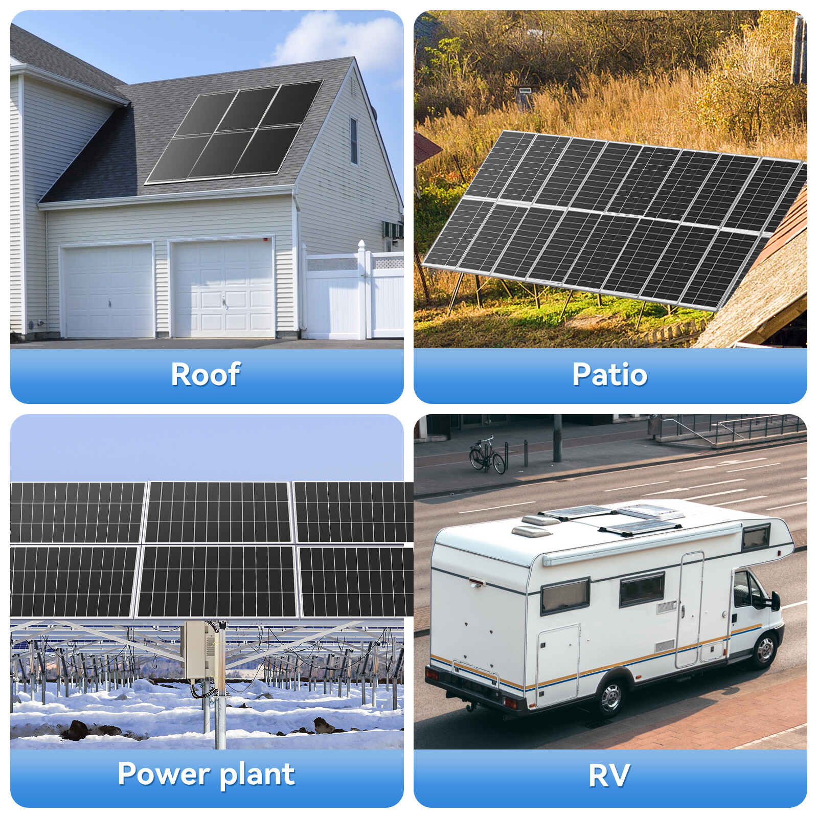 200W 400W 600W 800W Solar Panel 18BB Battery Charge RV PV Home Off-Grid Battery