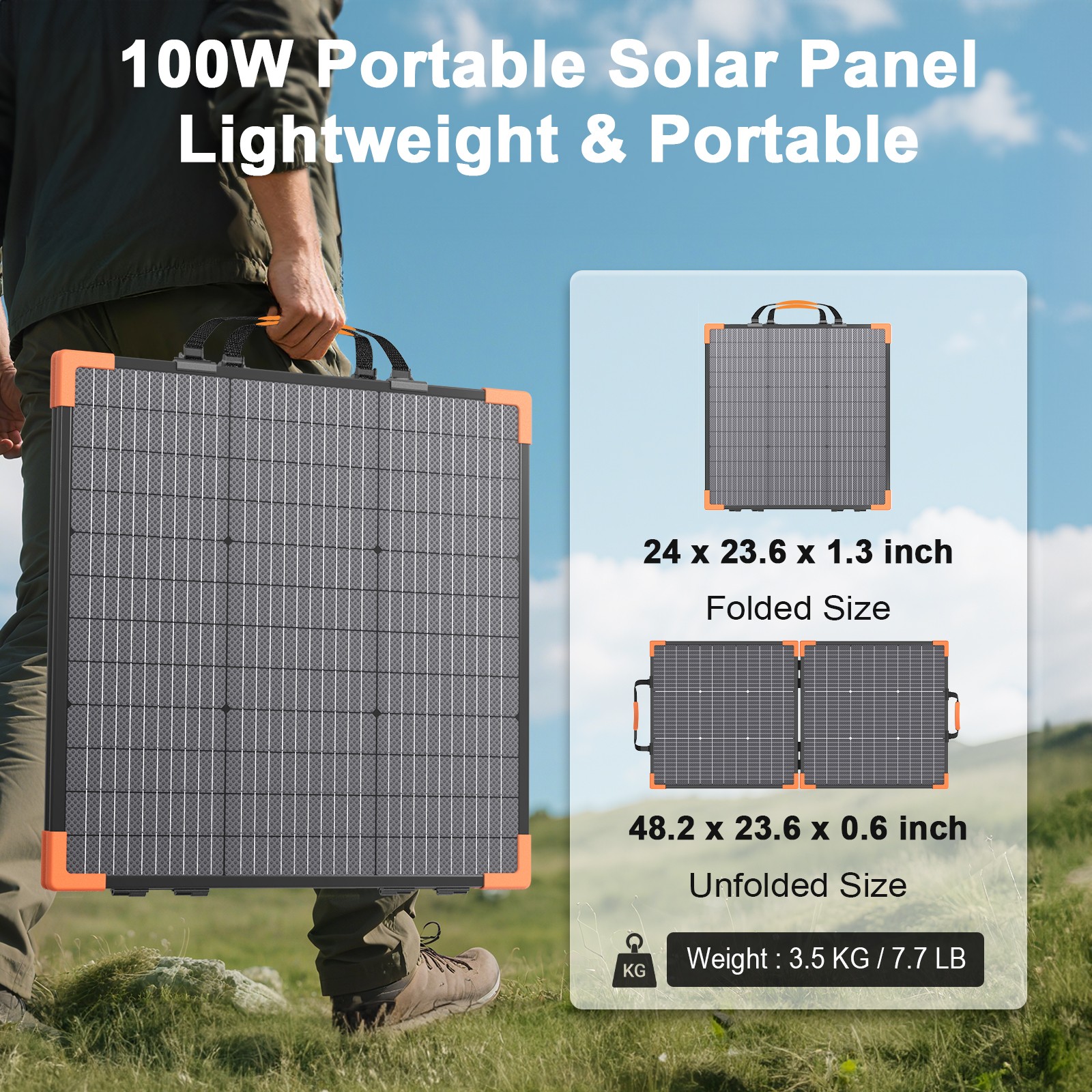 MHPOWOS Bifacial Portable Solar Panel 200Watt IP68 Waterproof Solar Charger Kit