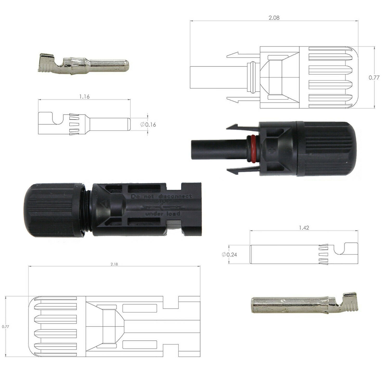 20Pcs Solar Cable Connectors 4mm-6mm 30Amp Waterproof Solar Panel Wire Joiners