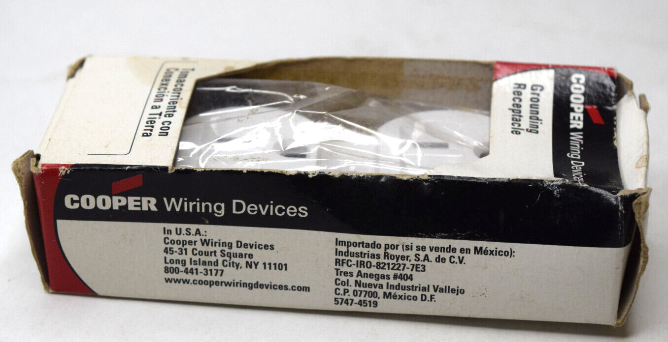 Cooper Light White TAMPER RESISTANT Duplex Receptacle NEMA 5-15 15A 270W-BOX
