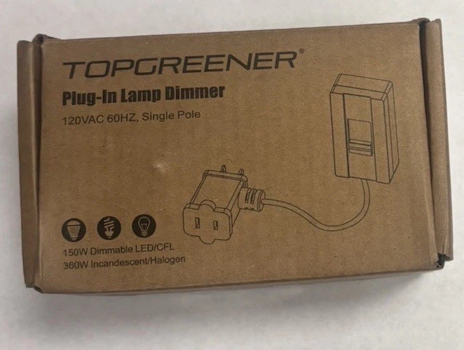 TOPGREENER Table Top Plug In Lamp Dimmer for Dimmable LED Halogen & Incandescent