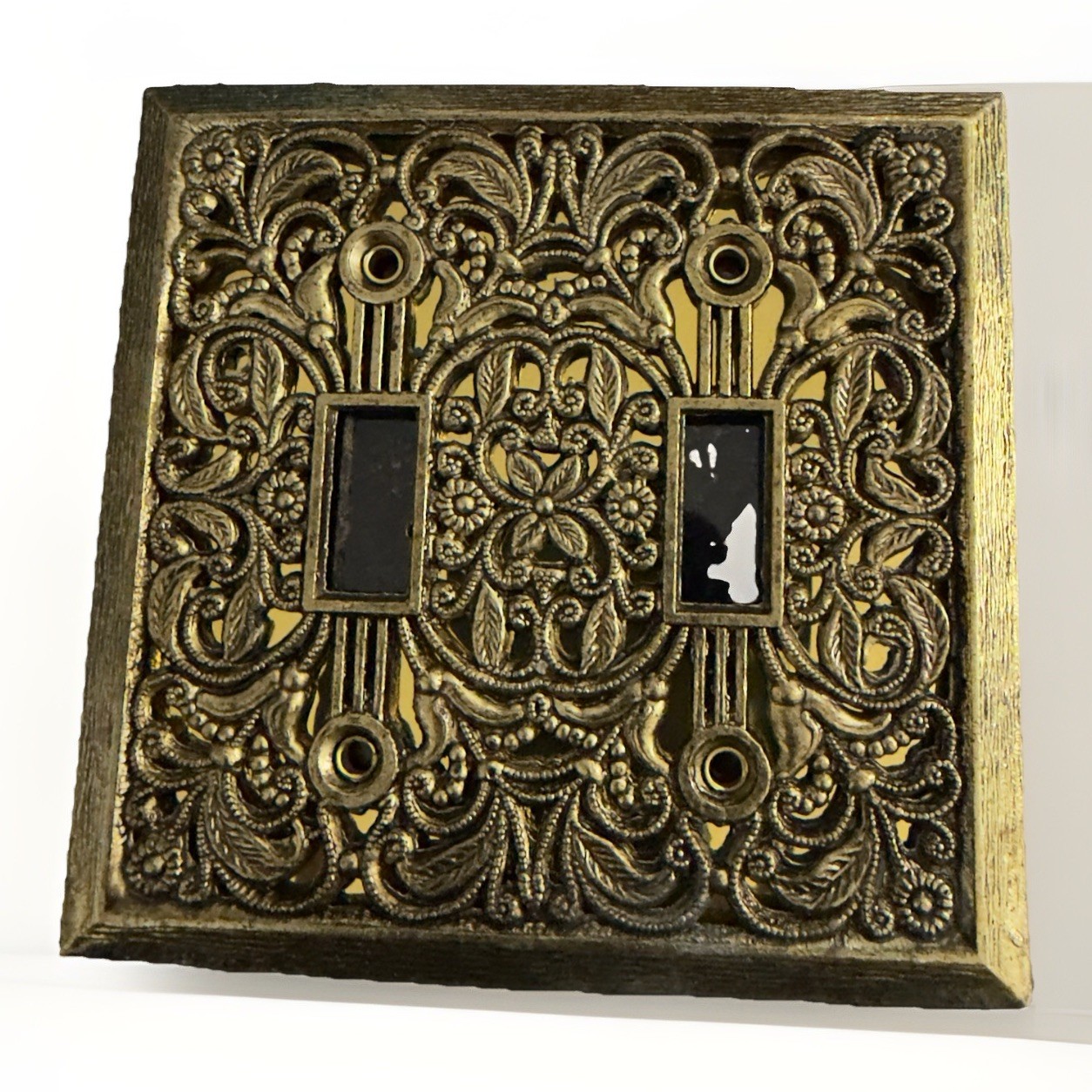 Victorian-style hammered brass single & duplex outlet & switch cover plates