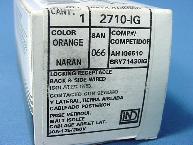 Leviton L14-30 Iso Ground Locking Receptacle Outlet 125/250V 30A 2710-IG Boxed