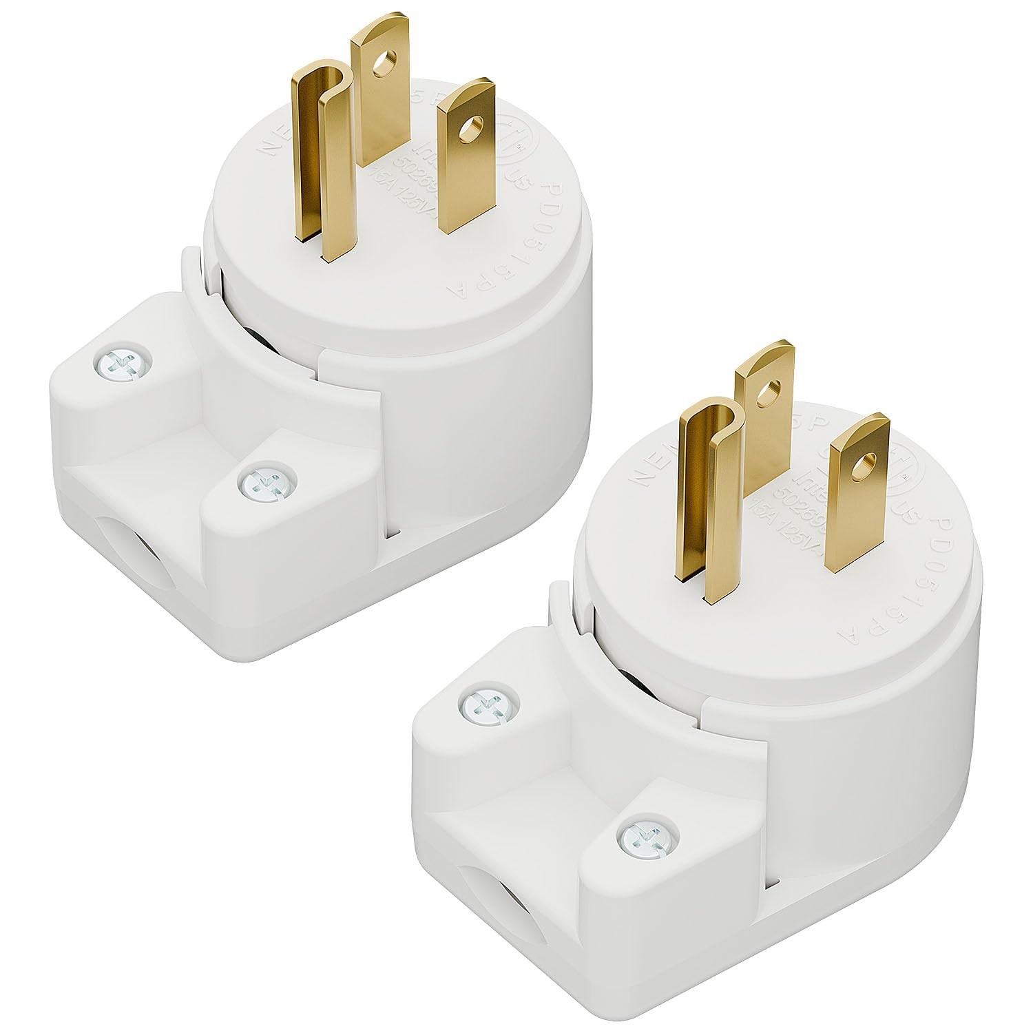 2 Pack Nema 5-15P Plug Plugrand 12 Directions Adjustable 15A 125V Plug 90