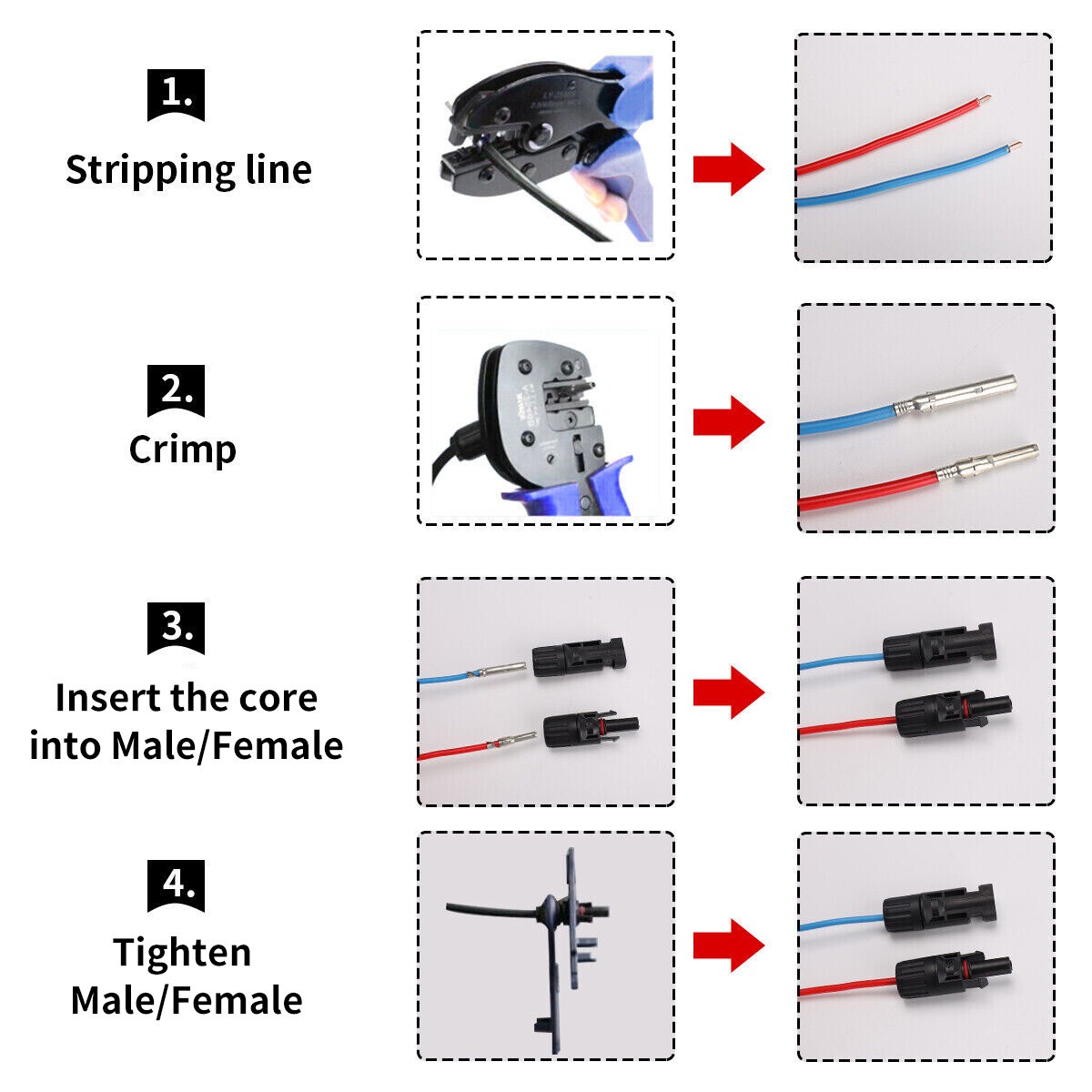GEYA 10AWG PV Wire Solar Panel Y Branch Solar Panel Extension Cable Connectors