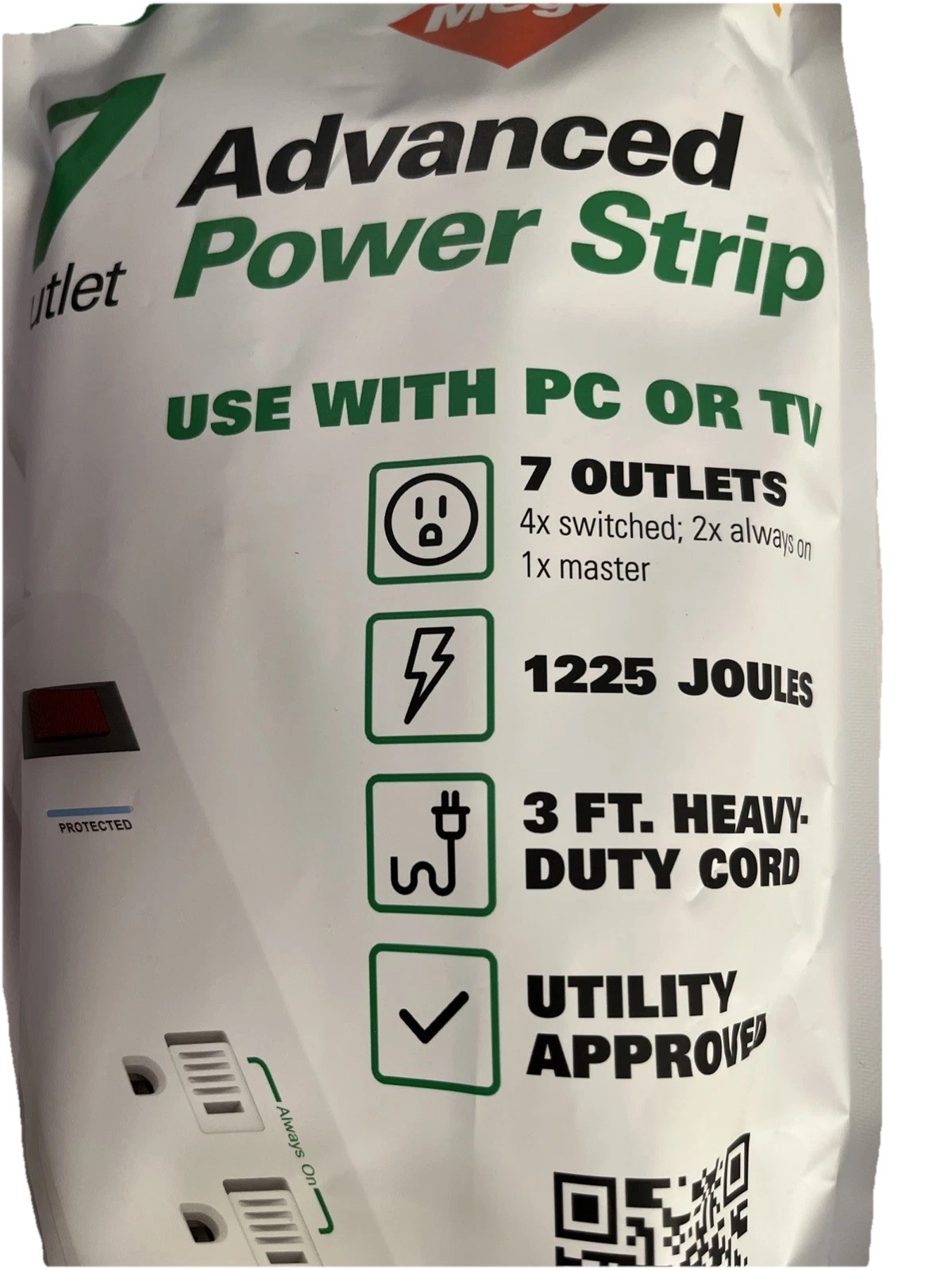 7 OUTLET Power Strip & Surge Protector Megalight APS-7-600 Energy Saver NEW