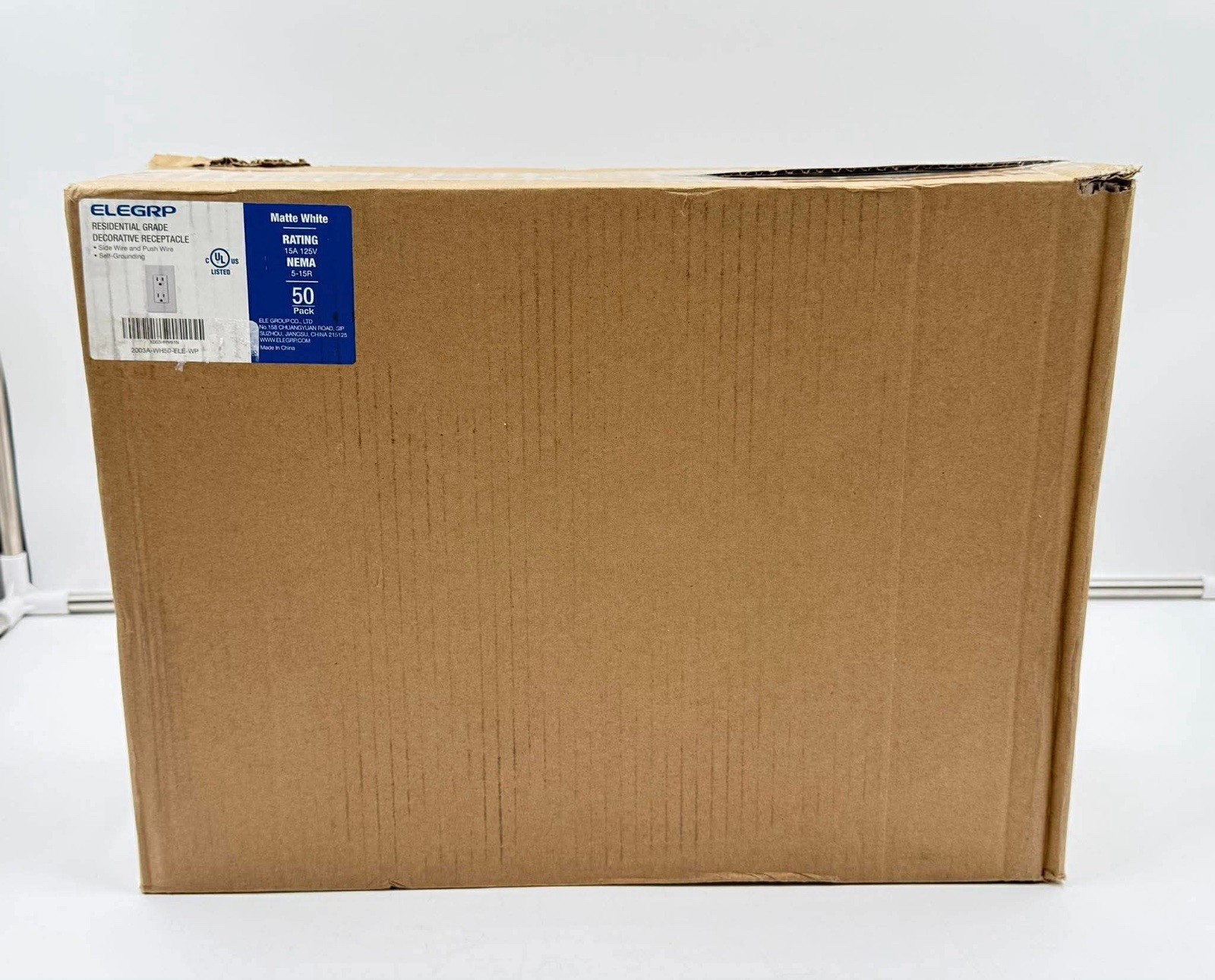 Elegrp Matte White Standard Decorator Electrical Wall Receptacle Outlet 15A 125V