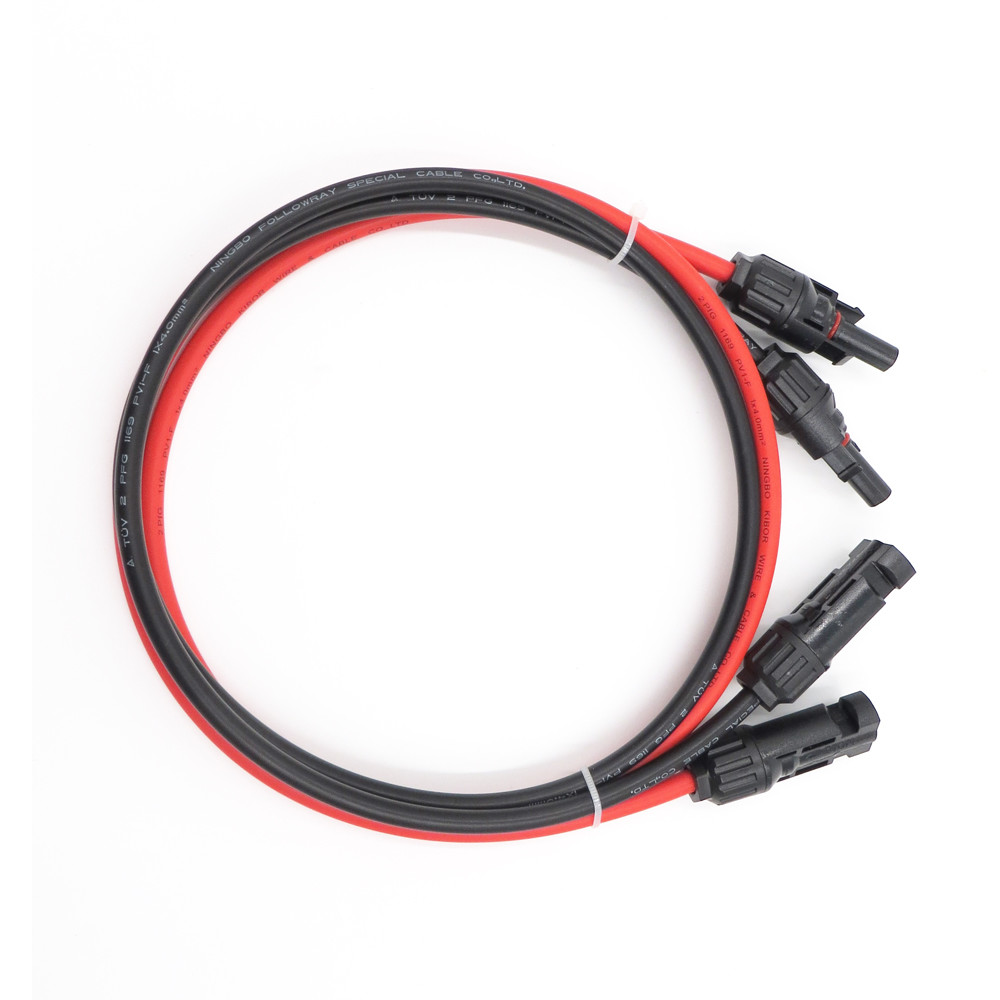 Solar Panel Extension Cable Wire PV Connector 10/11/13AWG Black + Red 1 Pair