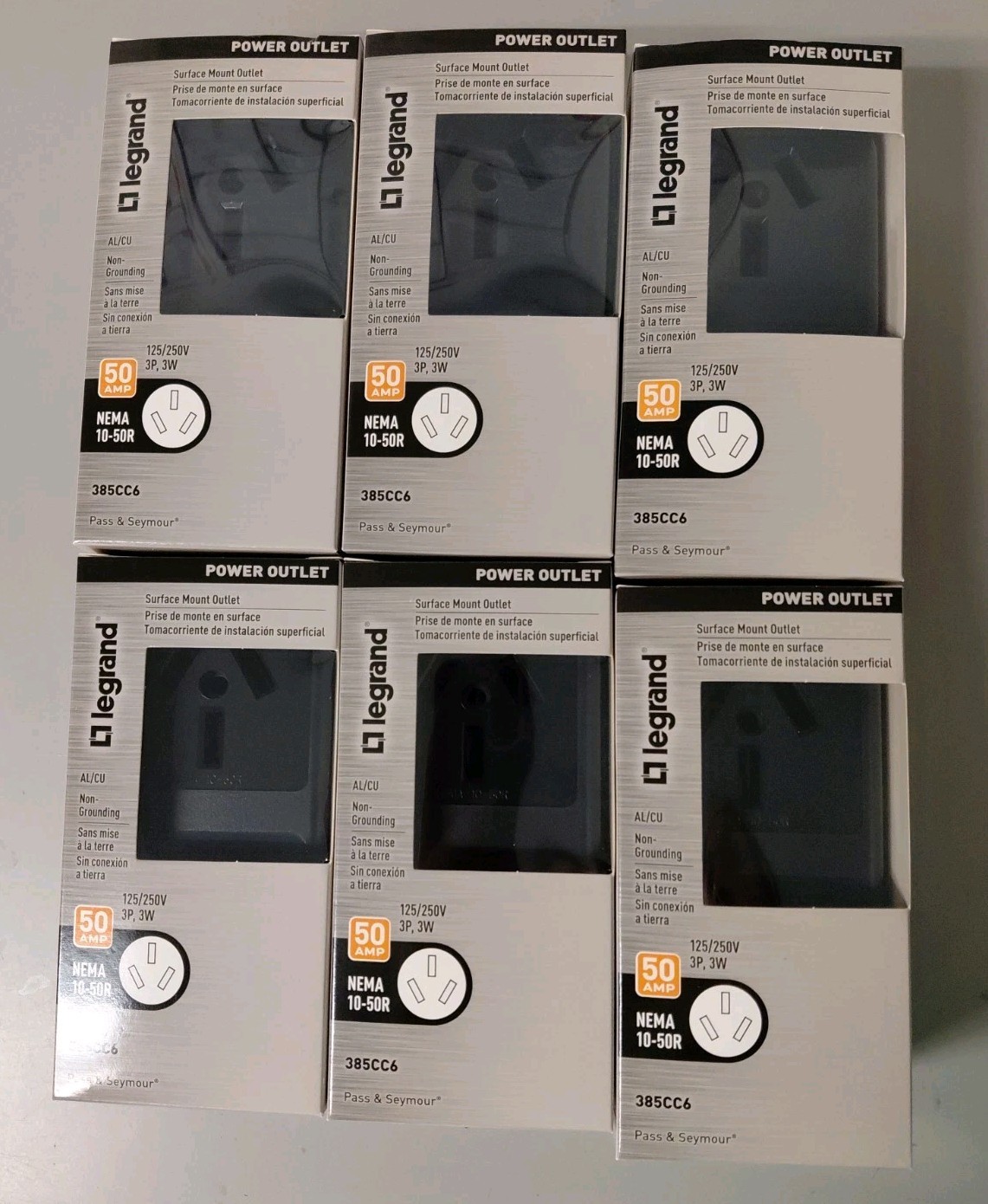 Lot Of 6 Legrand Surface Mount Outlets NEMA 10-50R