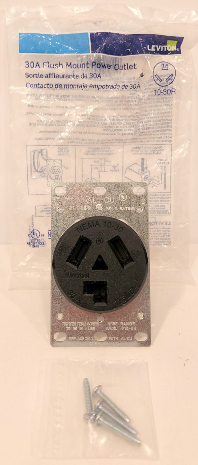 Leviton 30 amps 125/250 volt Black Outlet 10-30R 1 pk NEW FREE SHIPPING