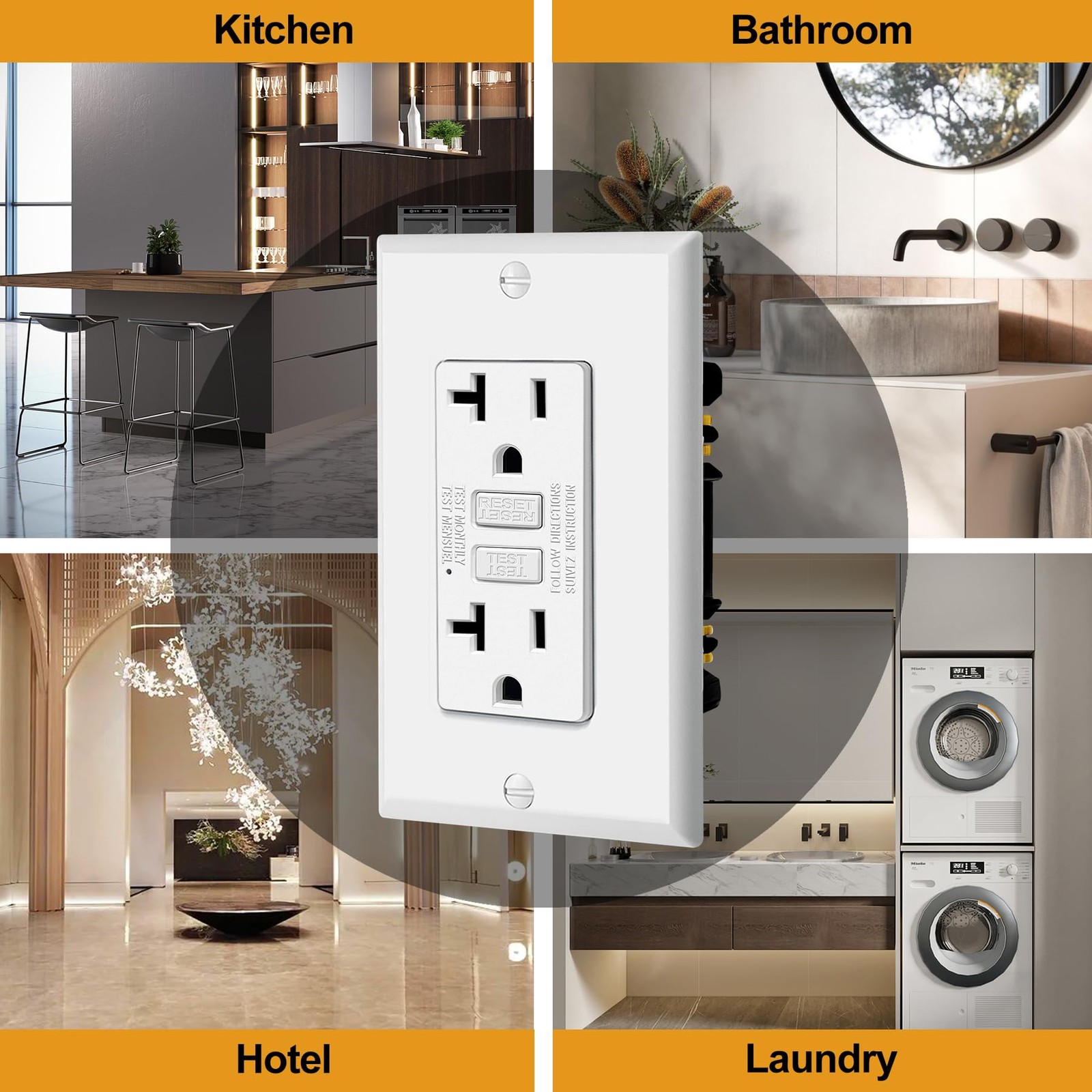 ELECTECK 10 Pack GFCI Outlets 20 Amp, Non-Tamper Resistant, Decor GFI Recepta…